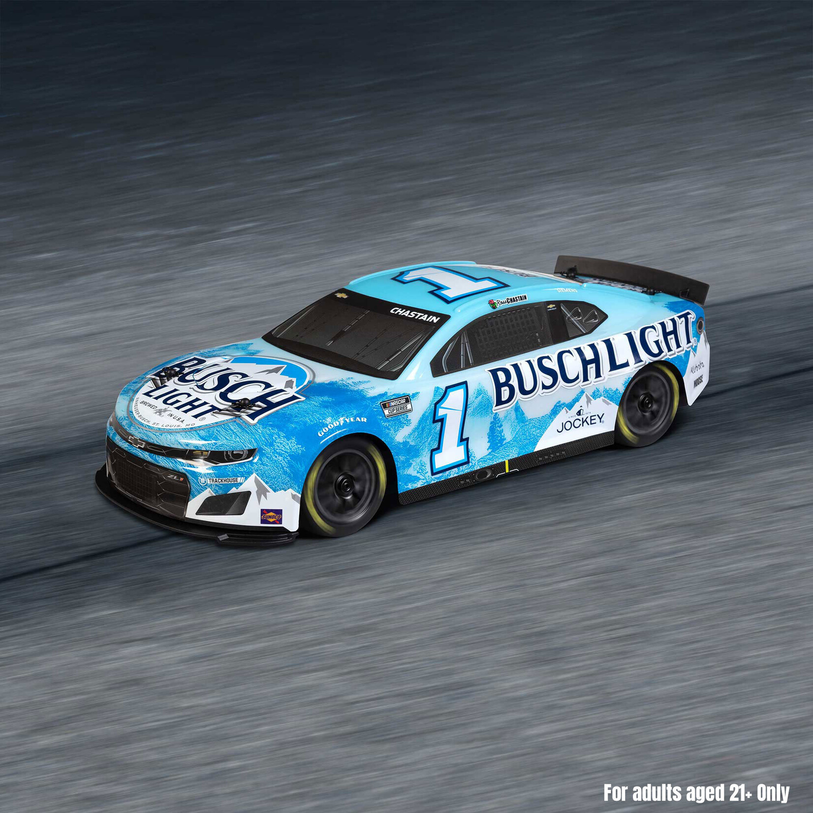 Losi 1/12 NASCAR RC Race Car Ross Chastain No. 1 Busch Light 2025 Chevrolet Camaro ZL1 2S AWD RTR Brushed On-Road (Battery & Charger Included)
