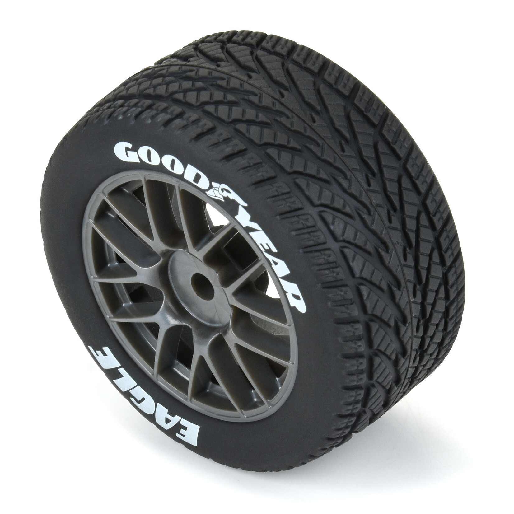Pro-Line 1/12 Goodyear Eagle Wet Tire F/R MTD Gray Wheels (4): Losi NASCAR