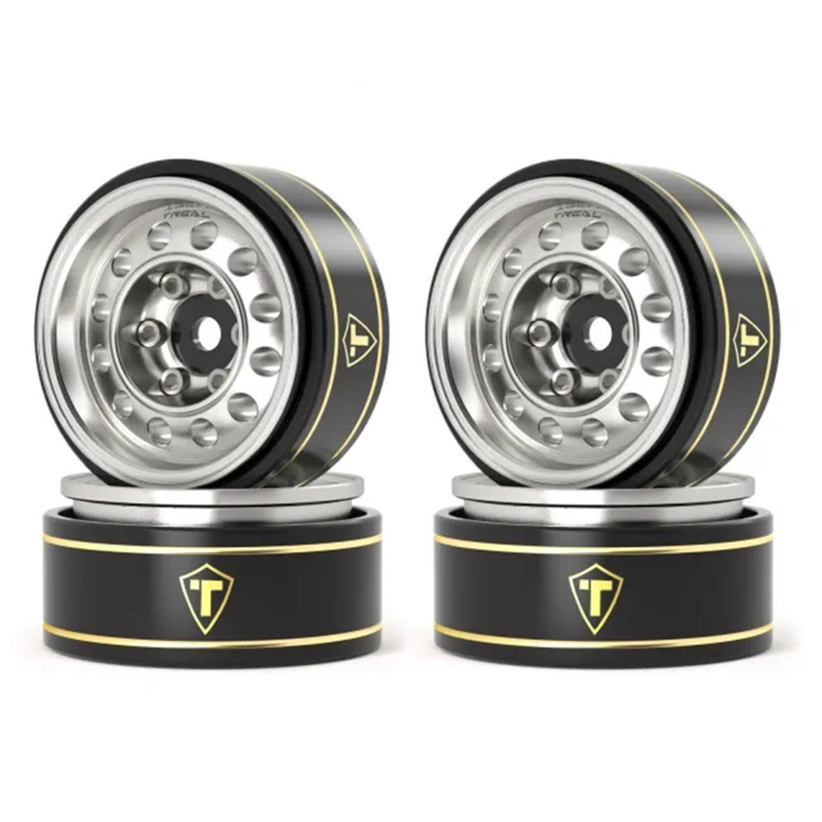 Treal Hobby Treal Hobby Type K 1.0" 12-Hole Beadlock Classic Vintage Wagon Wheels (Silver) (4) (28.9g)