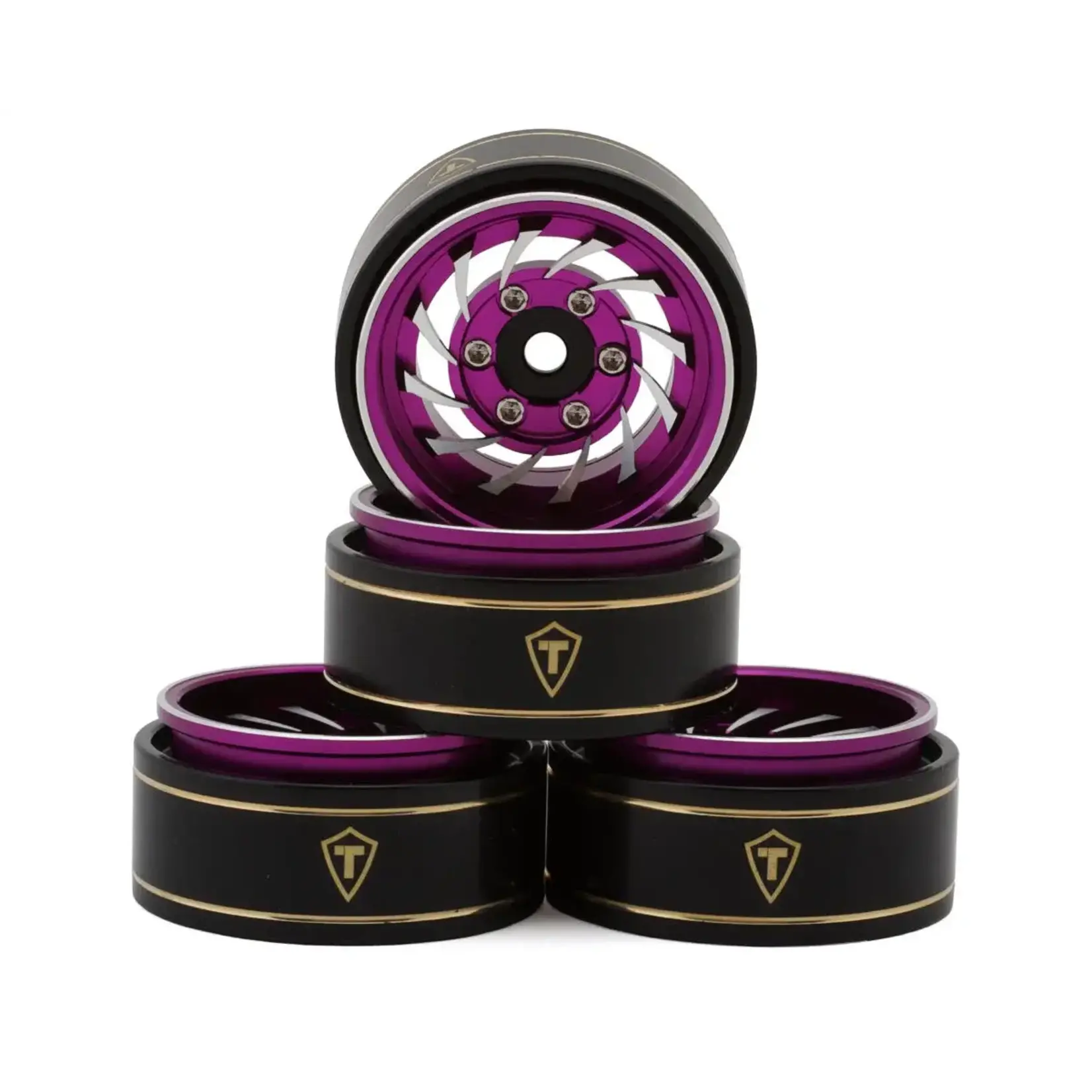 Treal Hobby Treal Hobby Type L 1.0" Aluminum Cyclone Beadlock Wheels (Pink) (4) (27.5g ea)