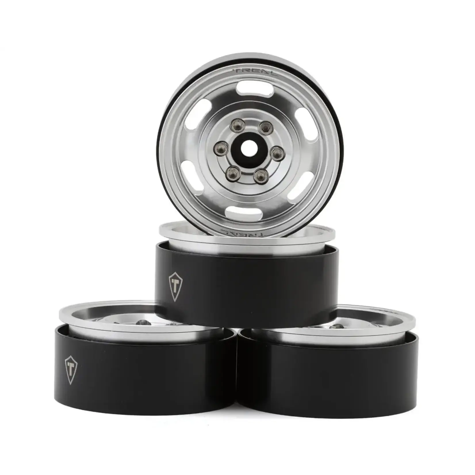 Treal Hobby Type G 1.9" Vintage Wagon Beadlock Wheels (Silver) (4) (129.5g)