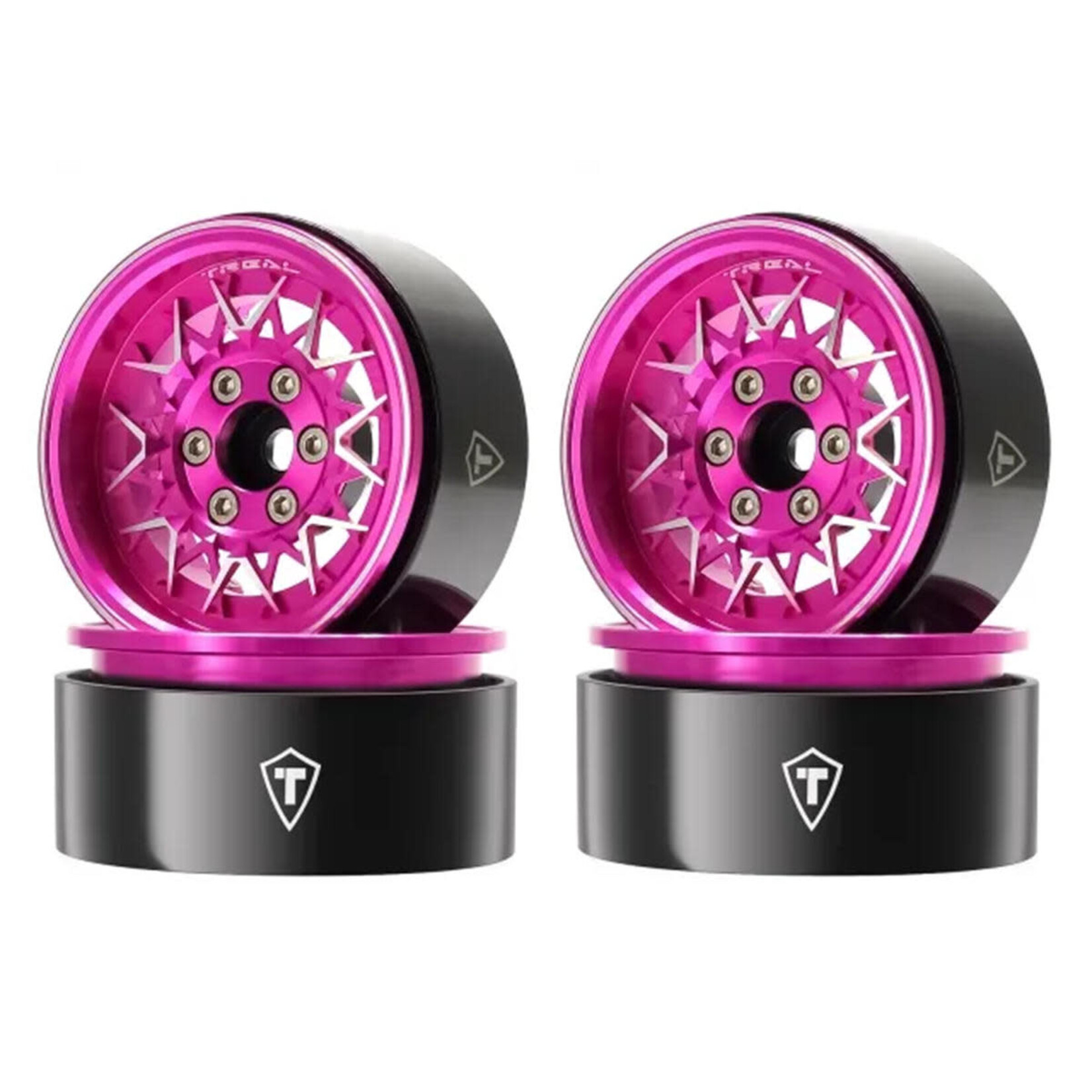 Treal Hobby Treal Hobby Type V 1.9" V-Spoke Beadlock Wheels (Pink) (4)