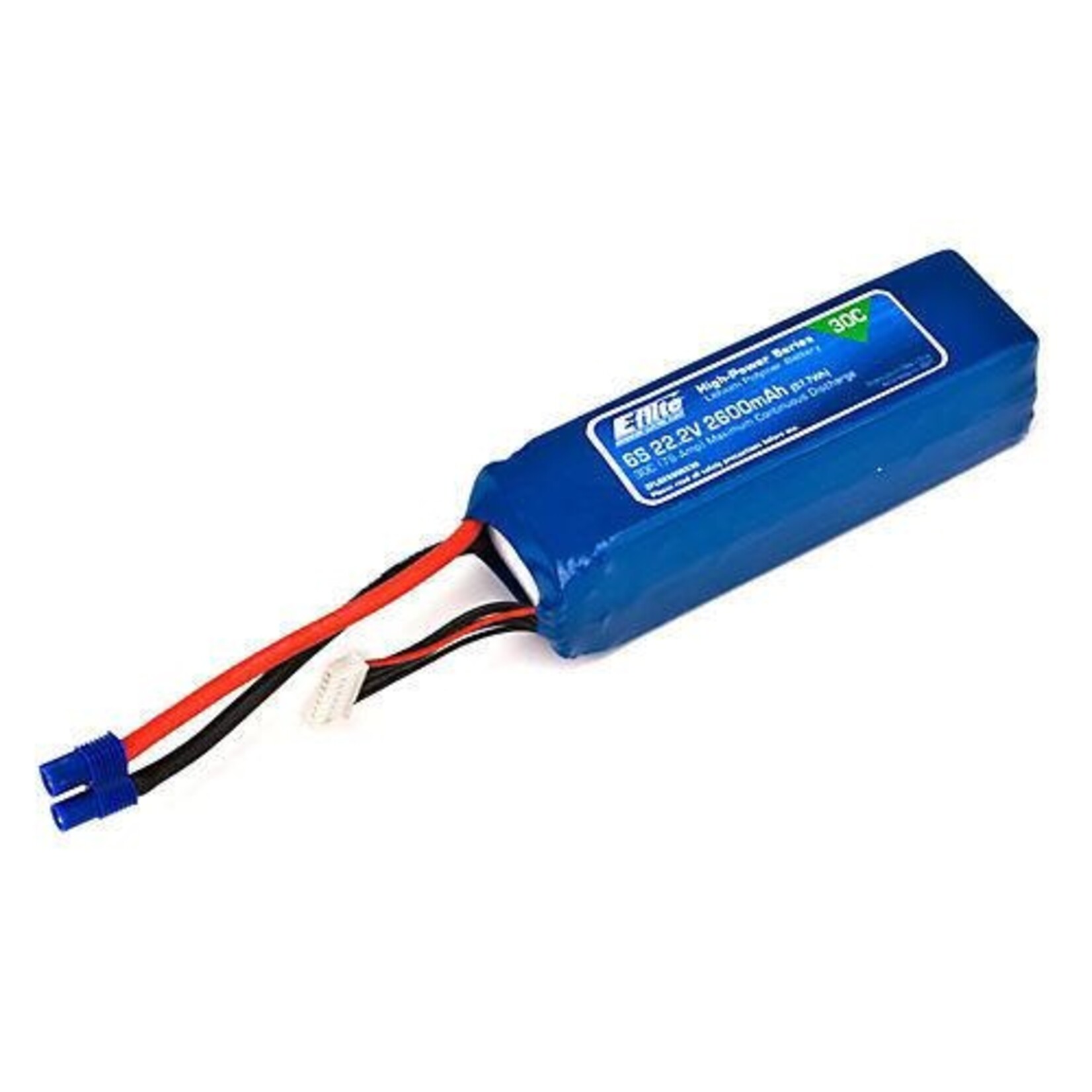 E-Flite 2600mAh 6S 22.2V 30C LiPo, 13AWG EC3
