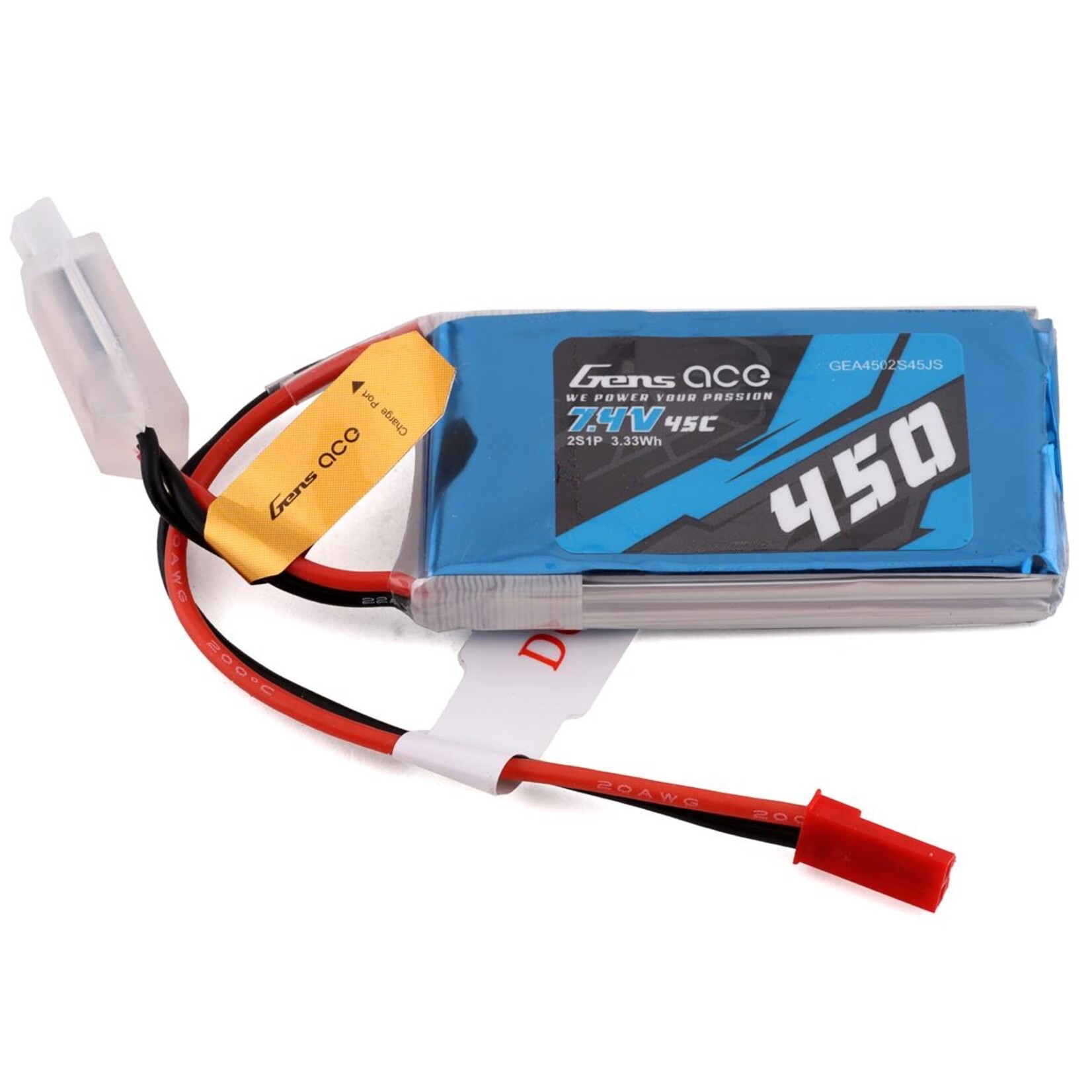 Gens Ace 7.4V 450mAh 45C JST Lipo Battery