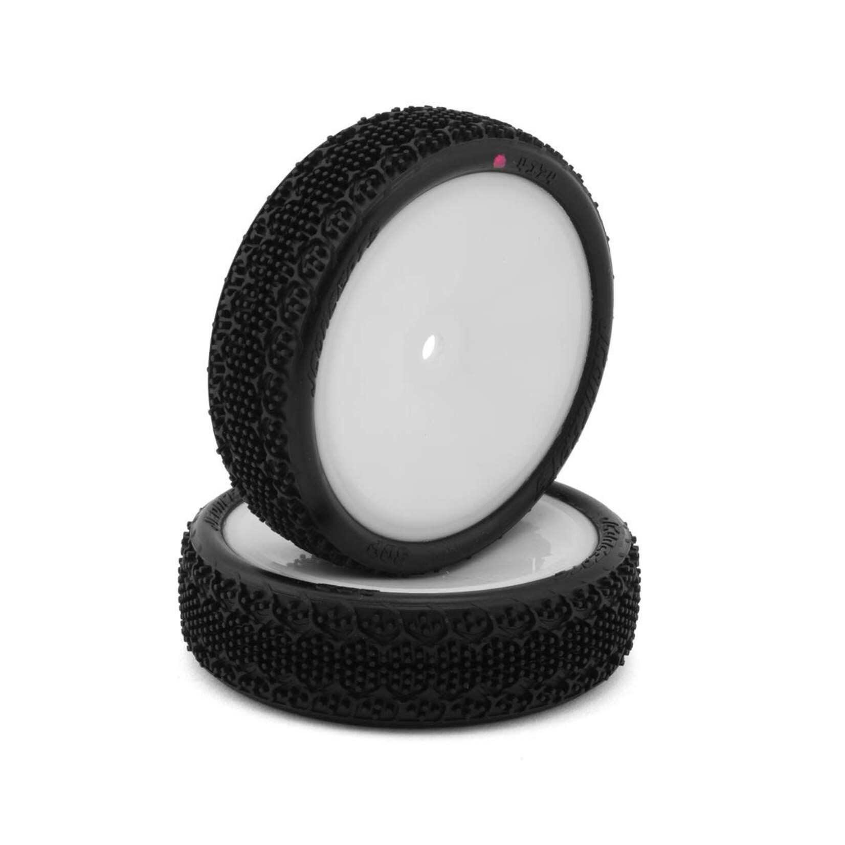 JConcepts 3DP 2.2" Pre-Mounted 2WD Front Buggy Carpet Tires (White) (2) (Pink) w/12mm Hex