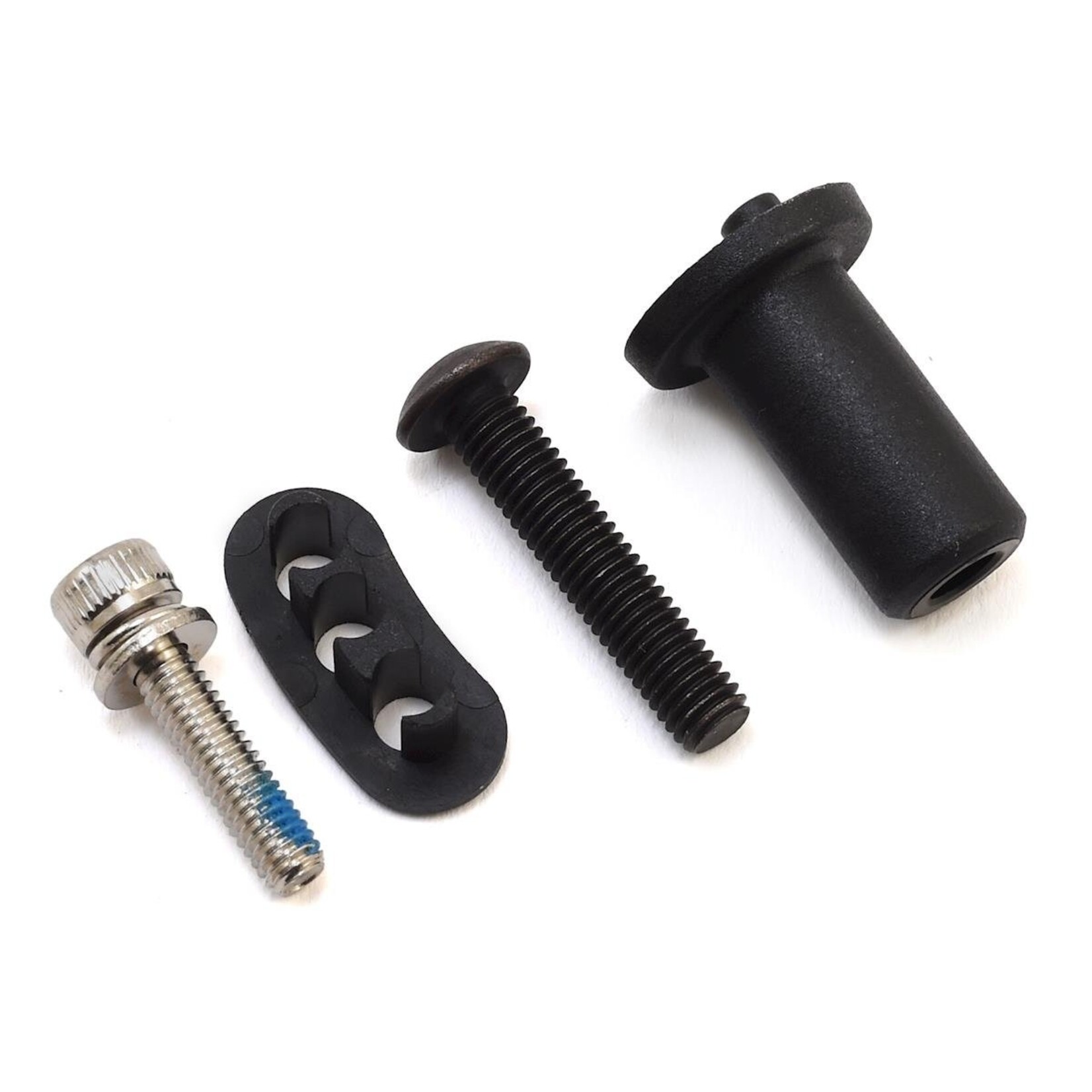 Traxxas Motor mount hinge post/ fixed gear adapter/ 5x25mm BCS (1)/ 4x16mm CS with split and flat washer (1)