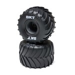 Losi MT Tires, Black Beadlock, Premounted (2): Mini LMT