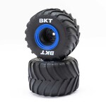 Losi MT Tires, Blue Beadlock, Premount(2): Mini LMT