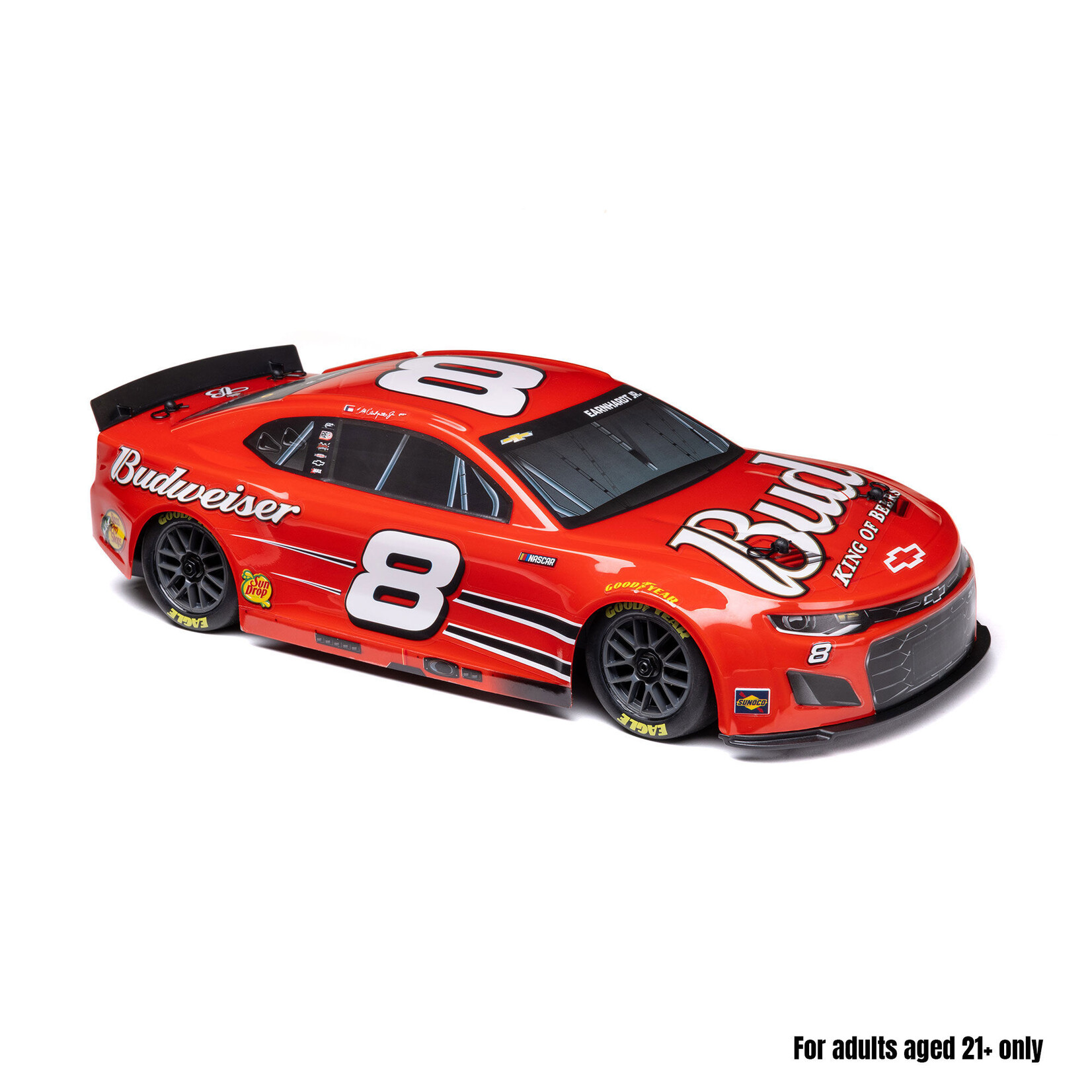 Losi 1/12 NASCAR RC Racecar Dale Earnhardt Jr. No. 8 Budweiser Chevrolet ZL1 2S AWD RTR Brushed On-Road (Battery & Charger Included), Red