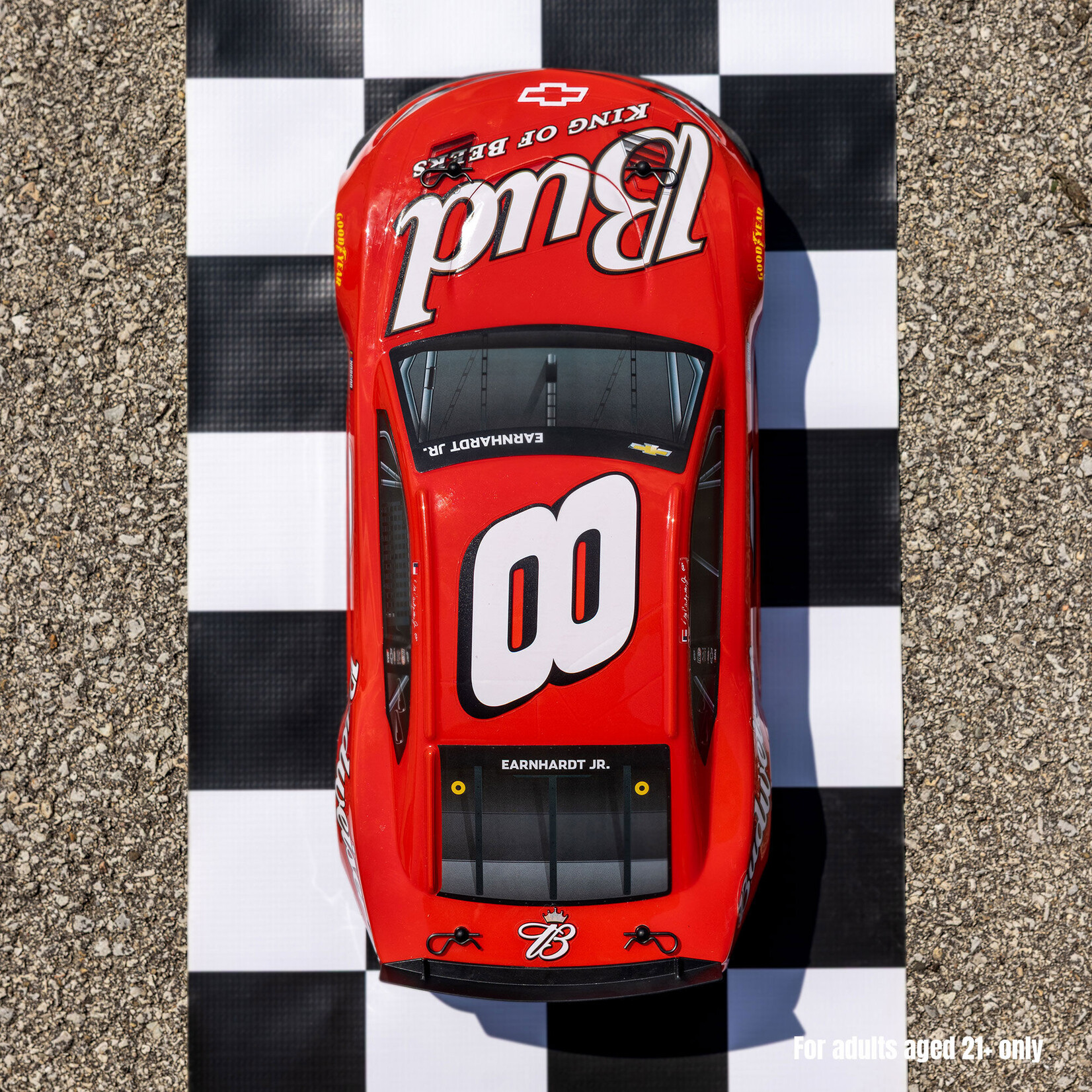 Losi 1/12 NASCAR RC Racecar Dale Earnhardt Jr. No. 8 Budweiser Chevrolet ZL1 2S AWD RTR Brushed On-Road (Battery & Charger Included), Red