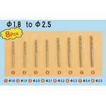 Twist Drilling Auger Bit Set #3 (8pcs) 1.8mm-2.5mm