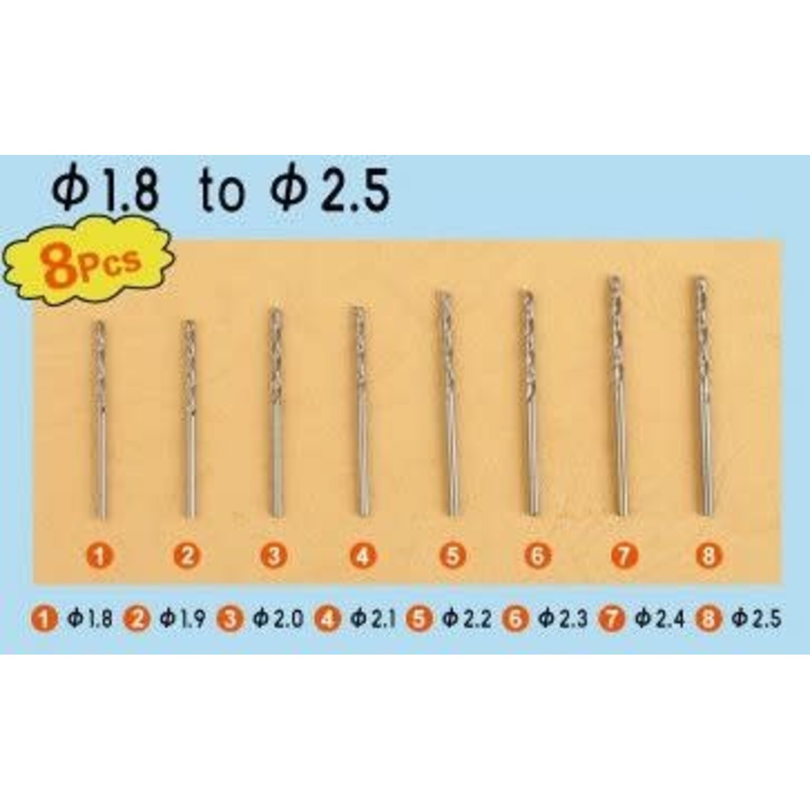 Twist Drilling Auger Bit Set #3 (8pcs) 1.8mm-2.5mm