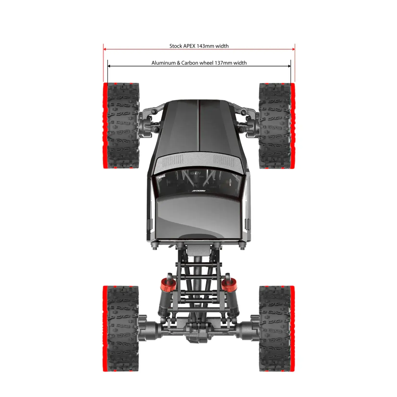 Redcat Racing 1.3" Beadlock Wheels (-.75 Offset) Aluminum & carbon Fiber (Black)