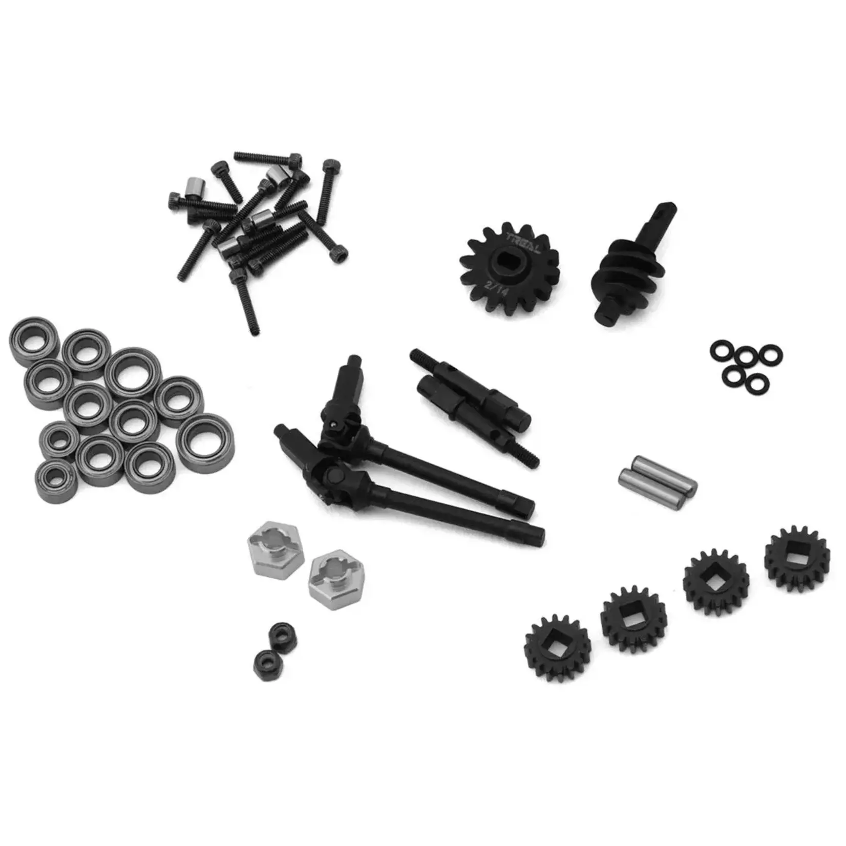 Treal Hobby Axial SCX24 Front End Upgrade Kit (Silver/Red)