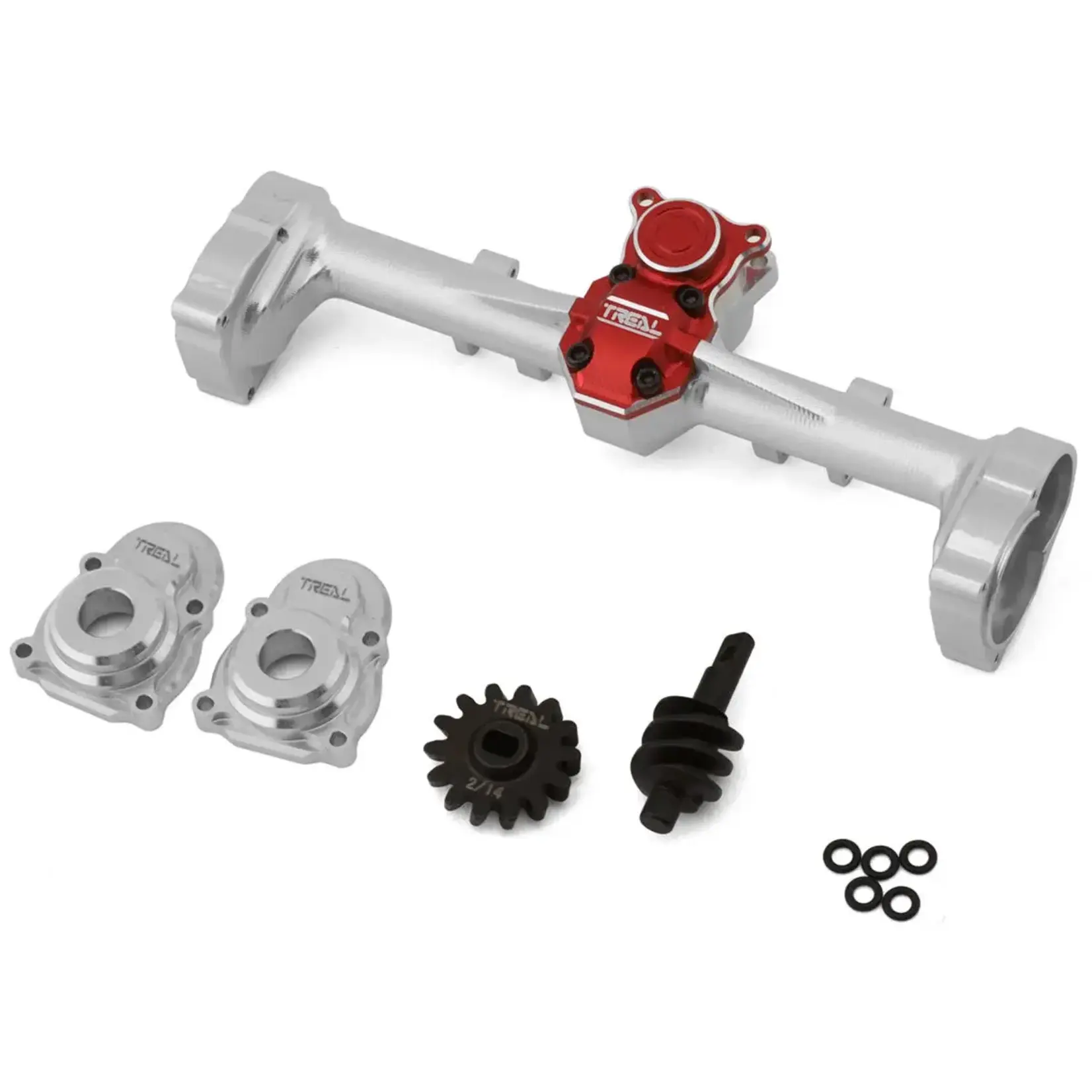 Treal Hobby Axial SCX24 Aluminum Rear Portal Axle Upgrade Kit (Silver)