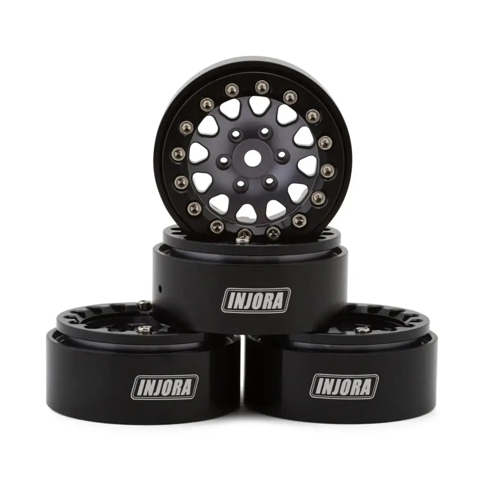 Injora 1.3" D-Slot Aluminum Micro Crawler Beadlock Wheels (27g ea) (Grey/Black) (4)
