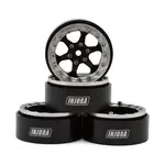 Injora 1.3" 6-Slot Aluminum Micro Crawler Beadlock Wheels (23g ea) (Black/Chrome) (4)