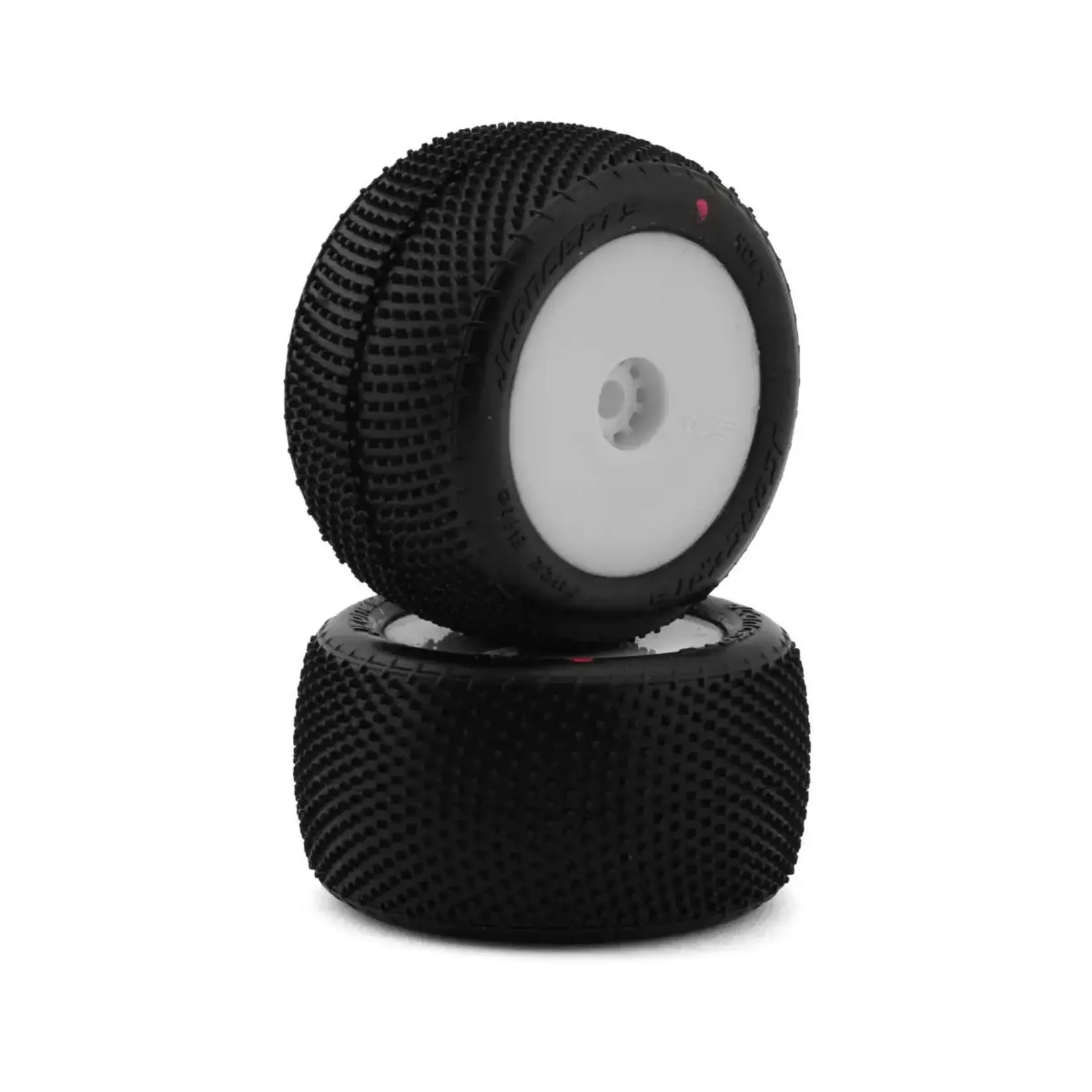 JConcepts JConcepts Mini-T, Mini-B Rear Fuzz Bite Pre-Mounted Rear Tires (White) (2) (Pink)