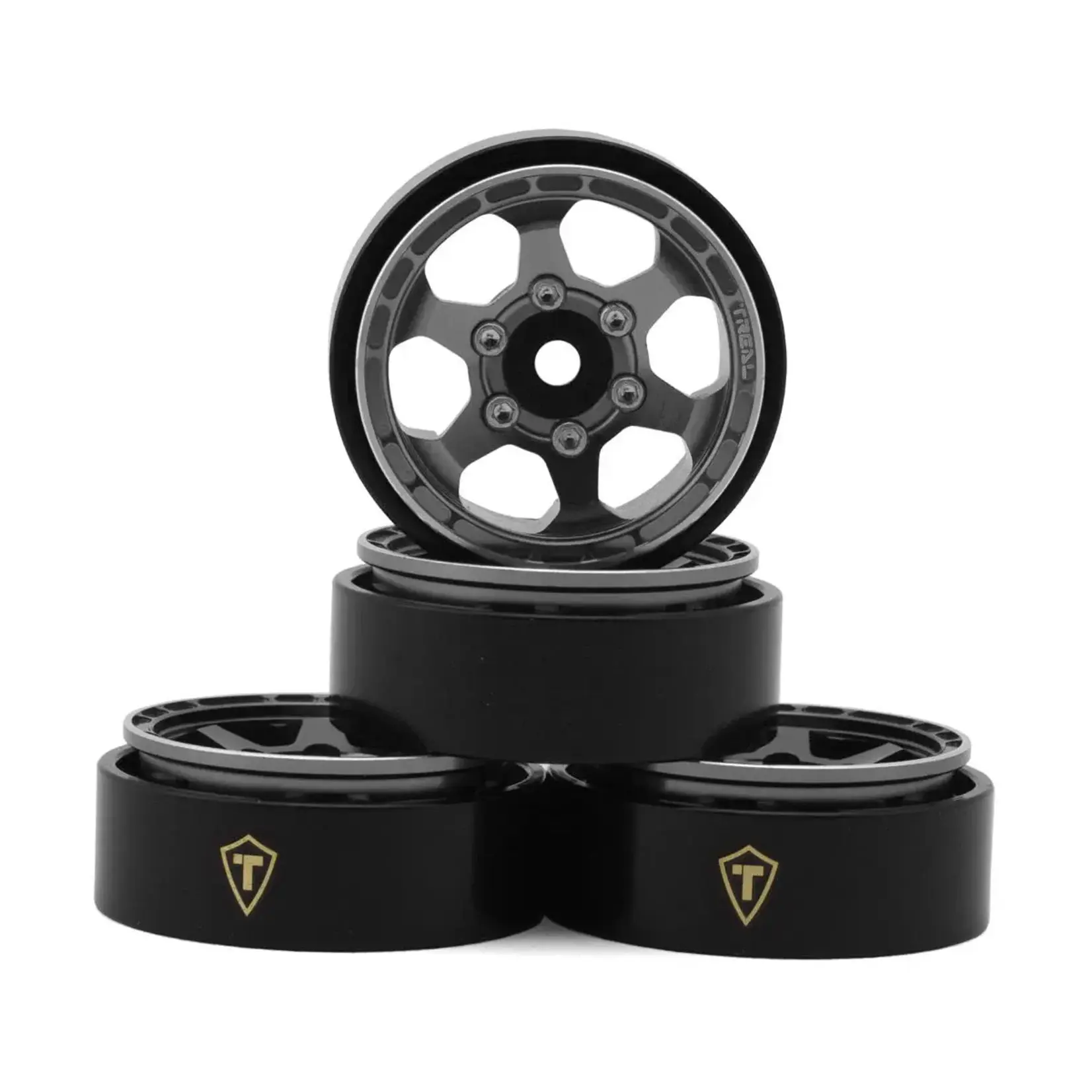 Treal Hobby Treal Hobby Type D 1.0" Concave 6-Spoke Beadlock Wheels (Grey) (4) (21.2g)