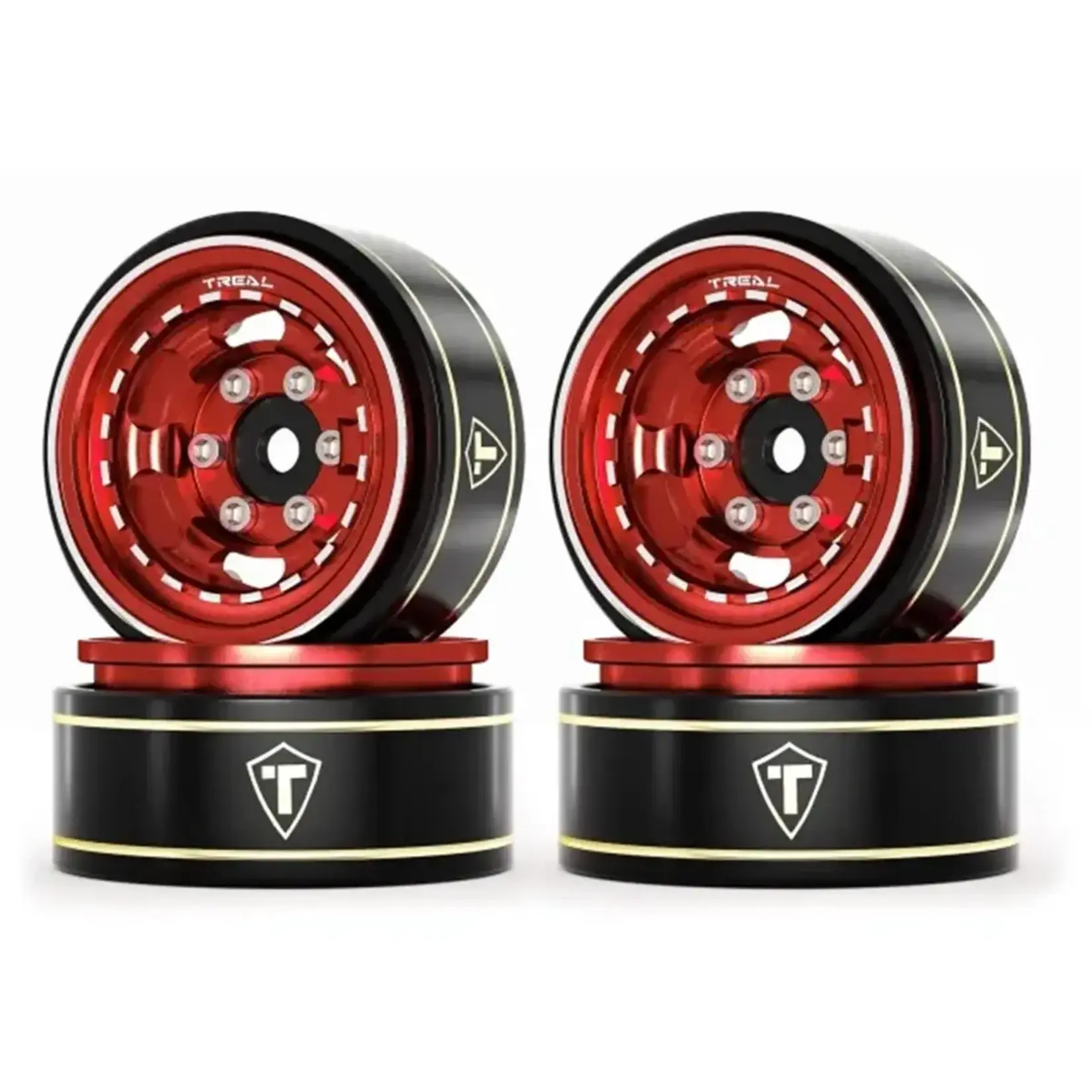 Treal Hobby Treal Hobby Type H 1.0" Aluminum 6-Slot Beadlock Wheels (Red) (4) (28.4g)