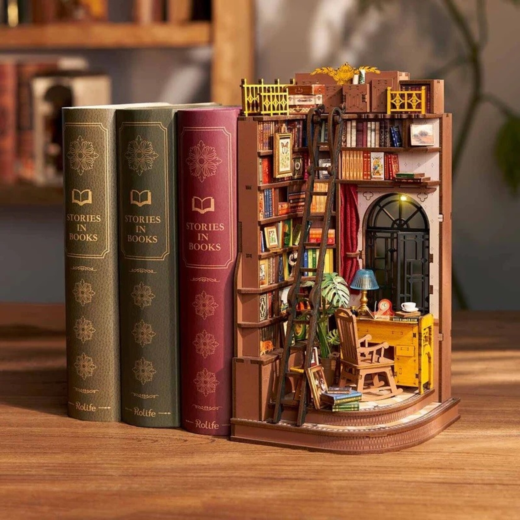 Robotime Silent Corner Study DIY Book Nook Shelf Insert