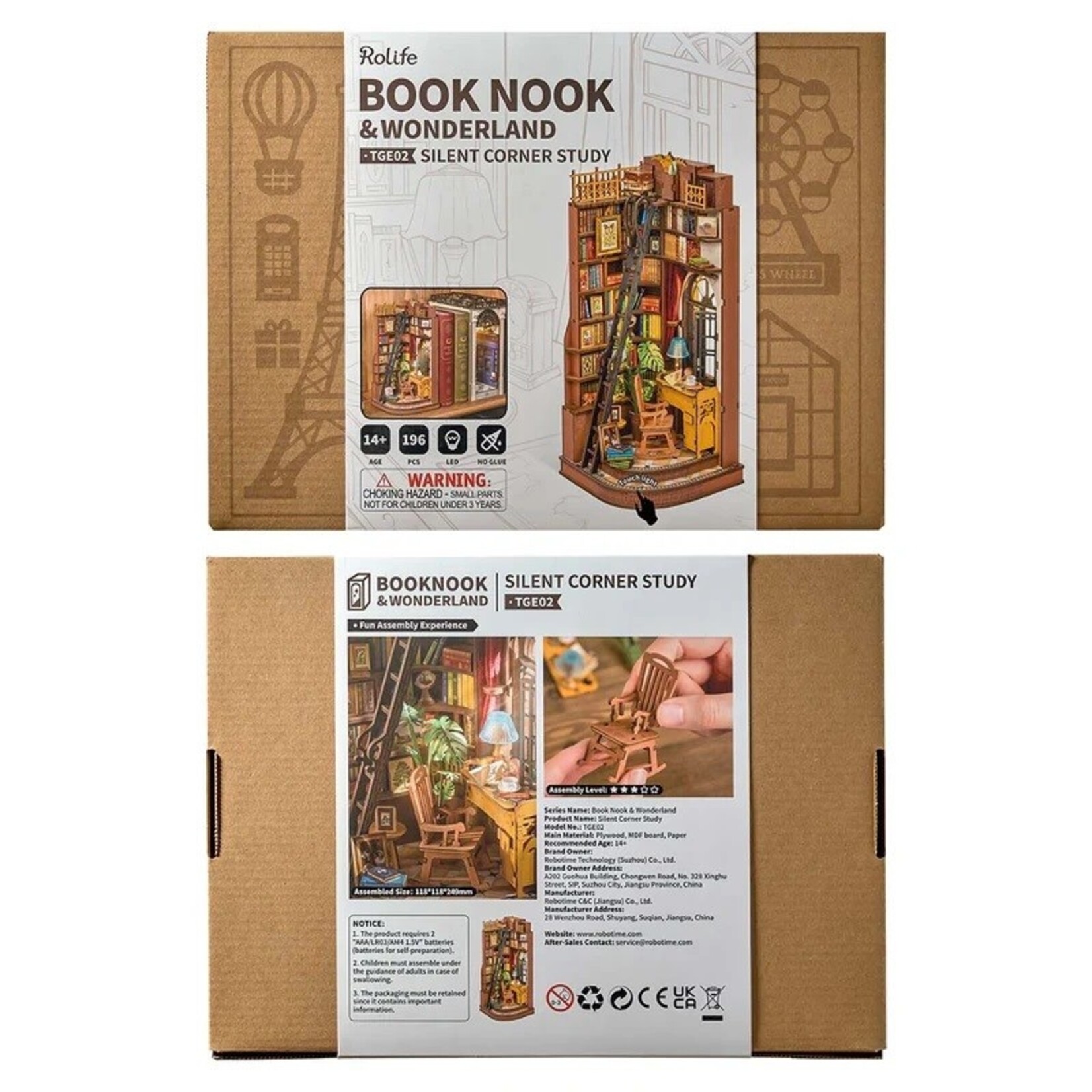 Robotime Silent Corner Study DIY Book Nook Shelf Insert