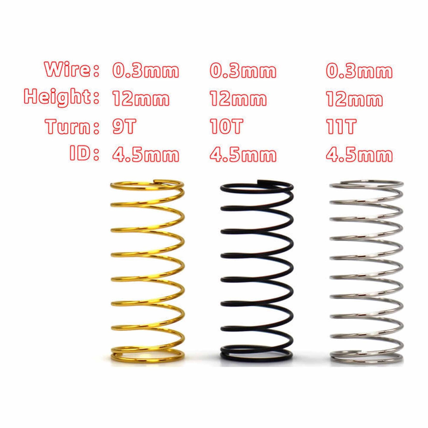 Hot Racing (HR) Aluminum 21.5mm Adjustable Shocks with Three Spring Rates, 1/30 Axial SCX30