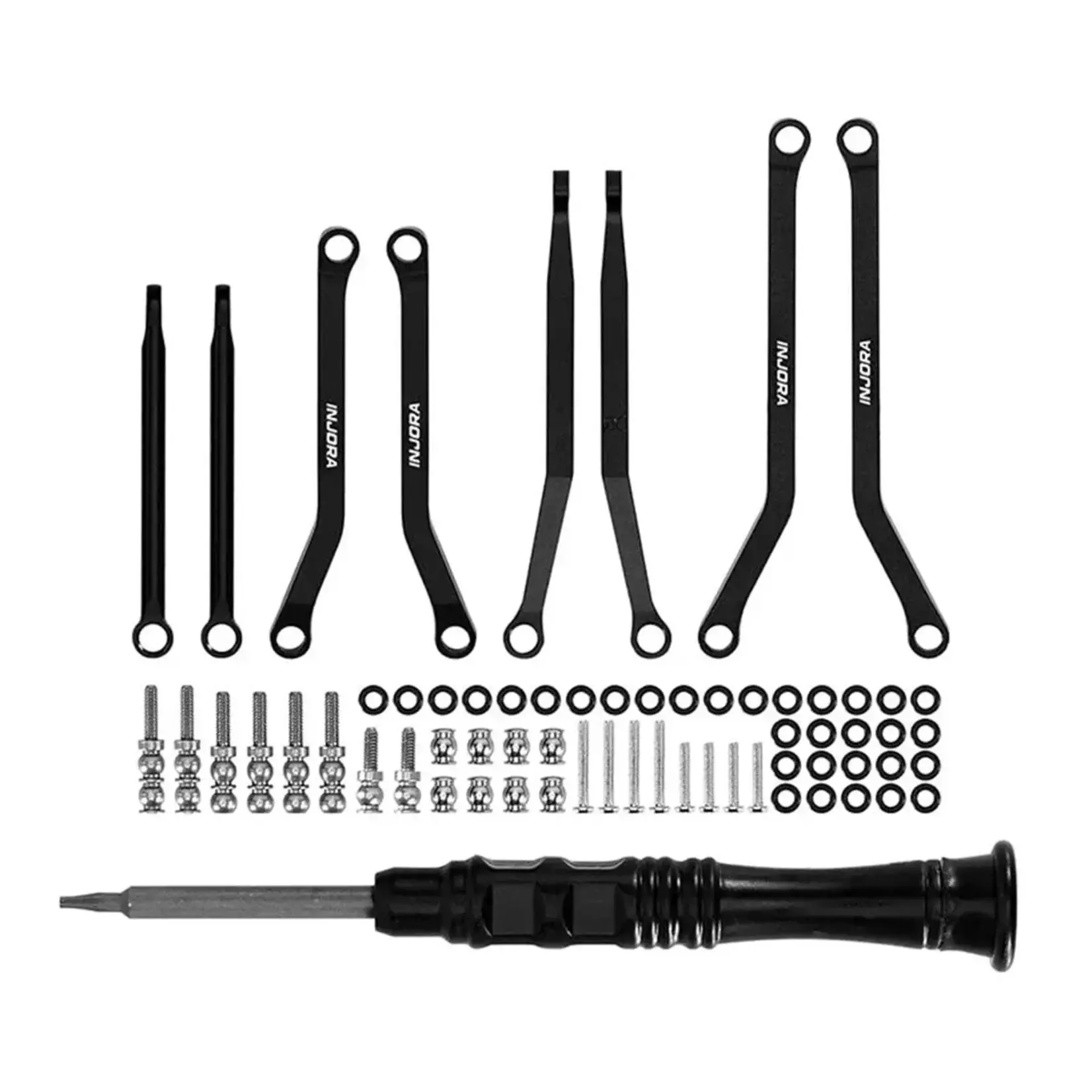 Injora Axial SCX30 Aluminum High Clearance Suspension Links Set (Black)