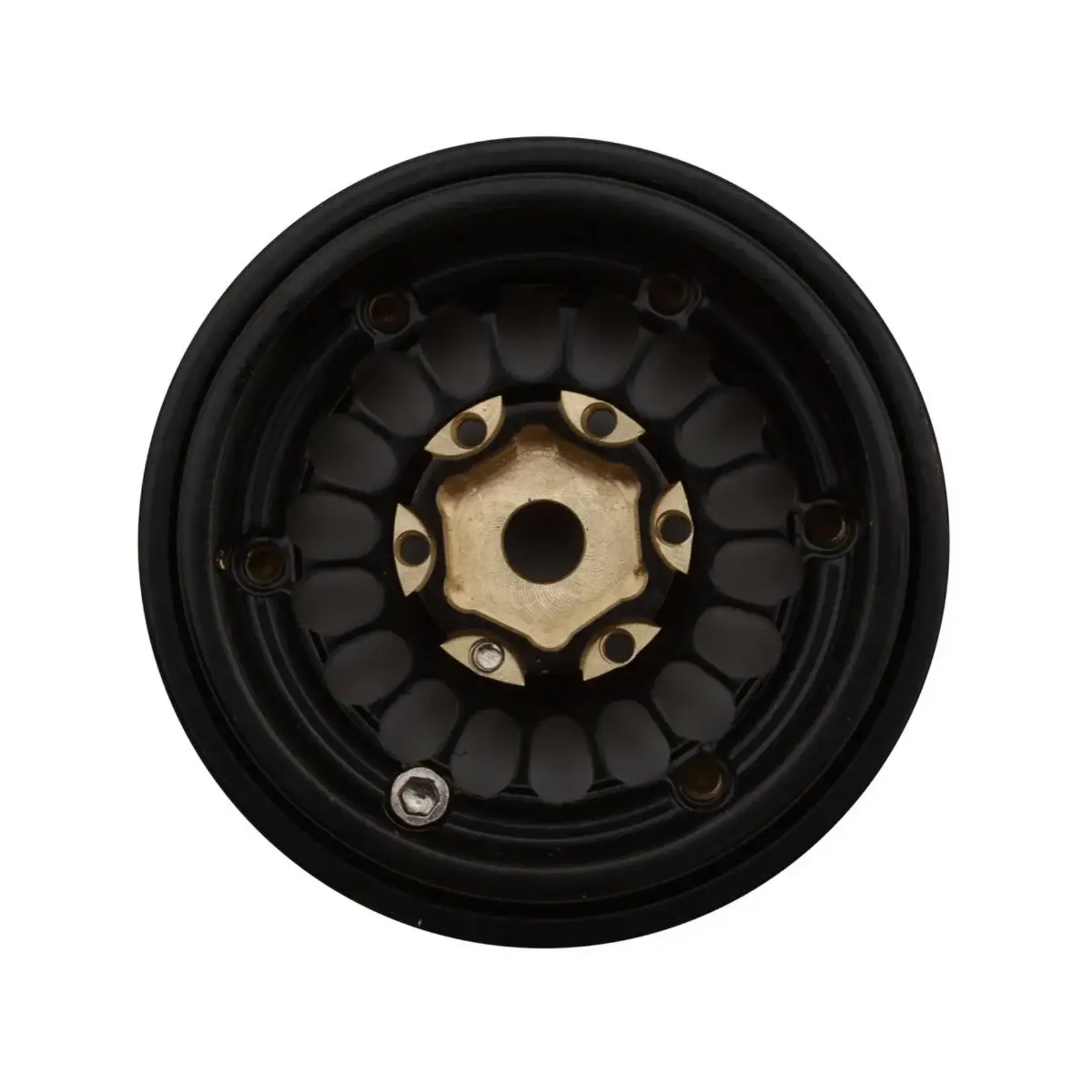 Treal Hobby Type D 1.0" Brass Beadlock Crawler Wheels (Black/Gold) (40g ea) (4)