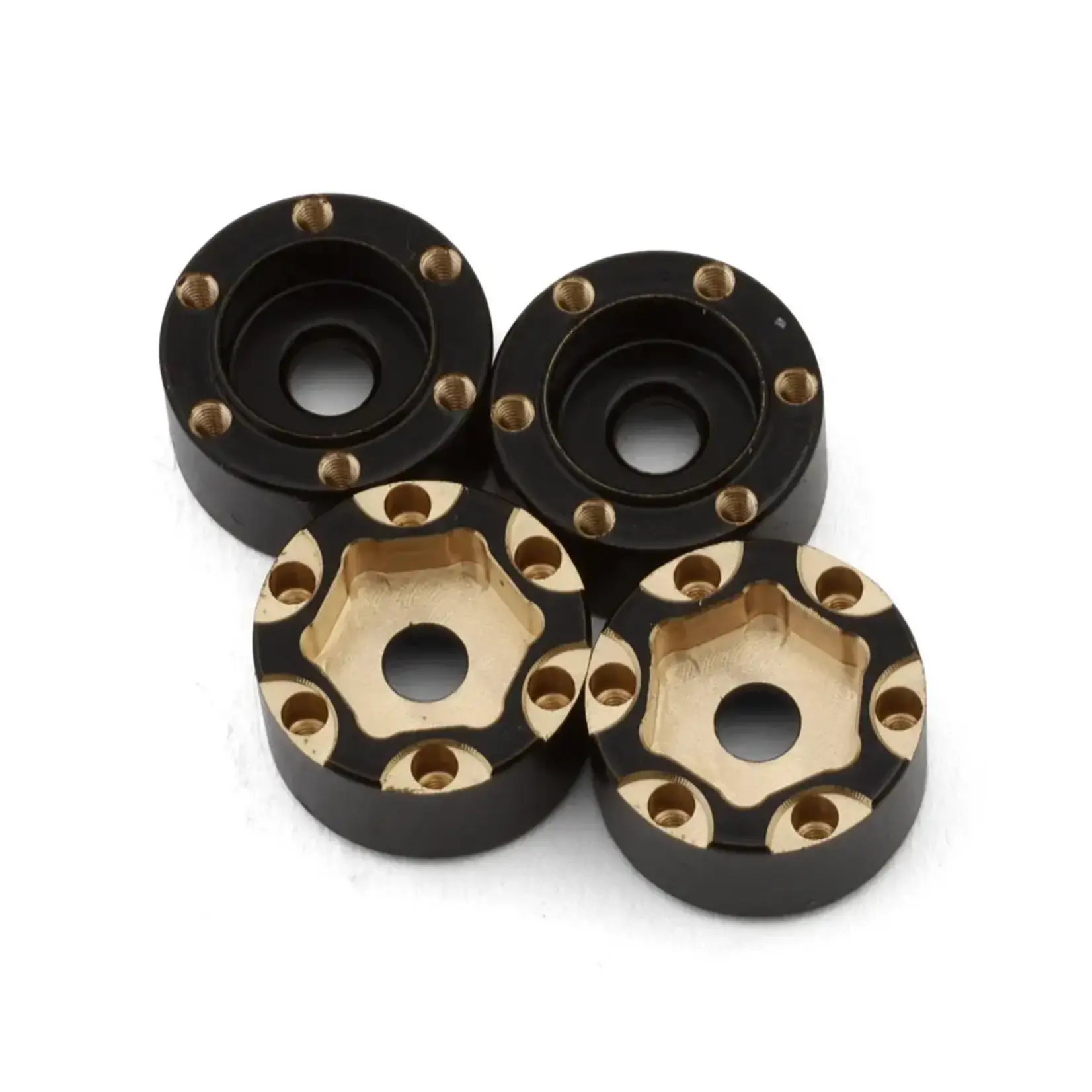Treal Hobby Type D 1.0" Brass Beadlock Crawler Wheels (Black/Gold) (40g ea) (4)