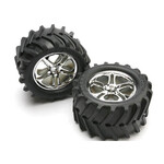 Traxxas Split-Spoke 3.8" Chrome Wheels & Chevron Tires (2)