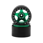 Treal Hobby Type C 2.2" 5-Spoke Aluminum 1/10 Rock Crawler Beadlock Wheels (Green) (2) (137g ea)