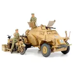 Tamiya 1/35 Sd.Kfz.222 North Africa Armored Vehicle Plastic Model Kit w/Motorcycle & Figures