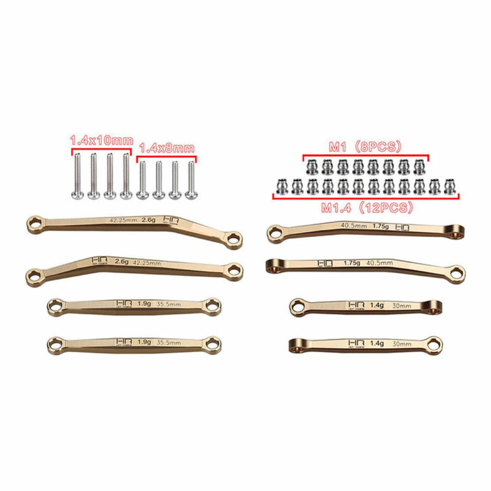 Hot Racing HRASXTY133H No Flex Upgrade Brass Link Set - SCX30 (HRASXTY133H)