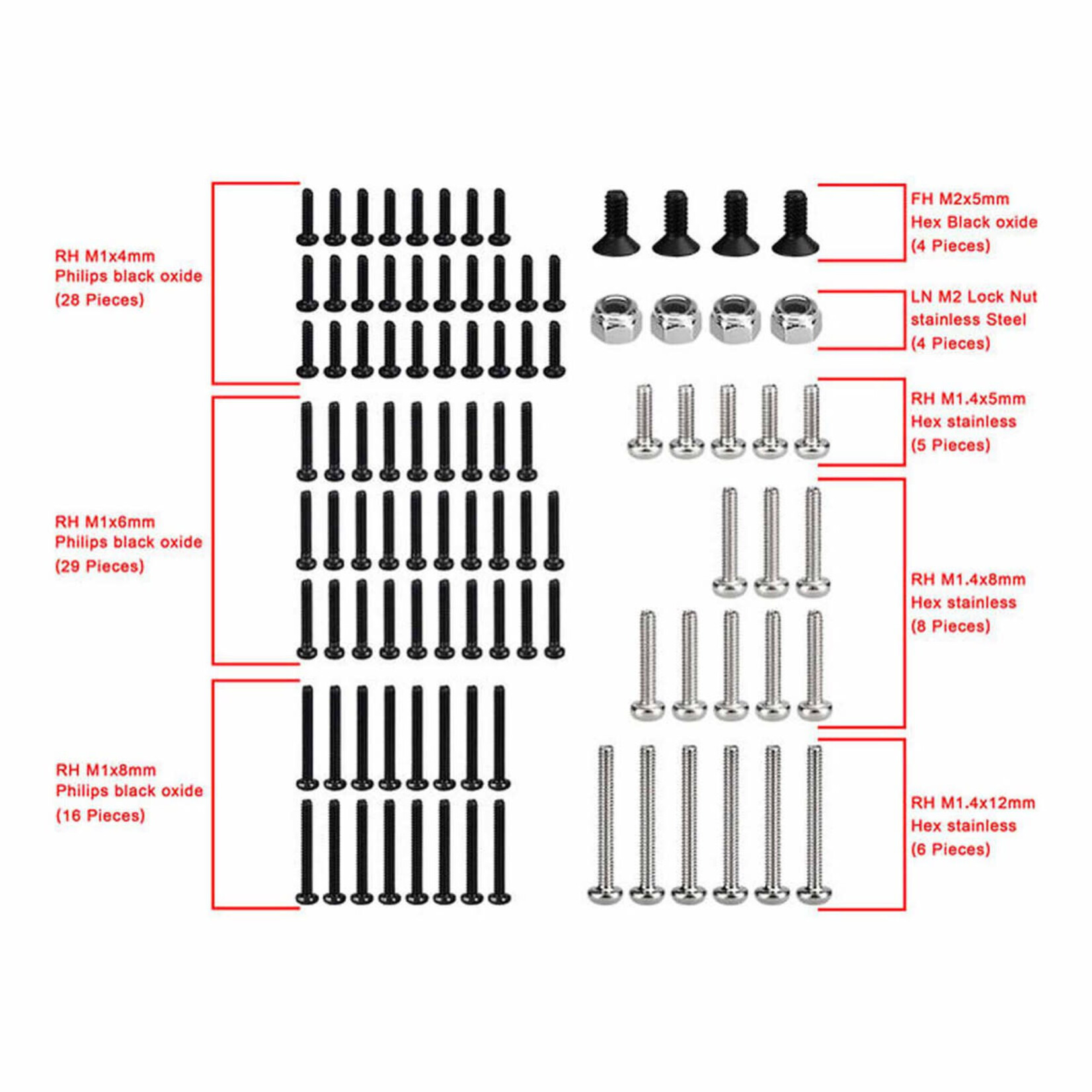 Hot Racing Steel Hardware 100 Pieces - SCX30 (HRASXTY14SS)