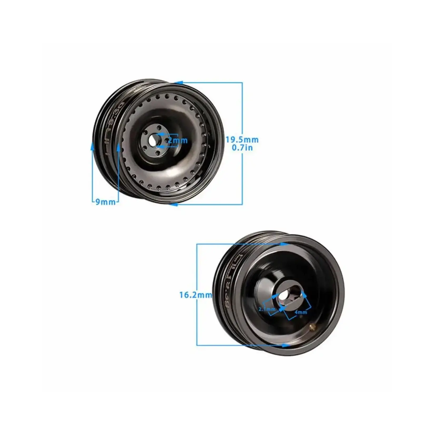 Hot Racing (HR) Axial SCX30 0.7" Brass Crawler Wheels (Black Chrome) (4) (9.3g ea)