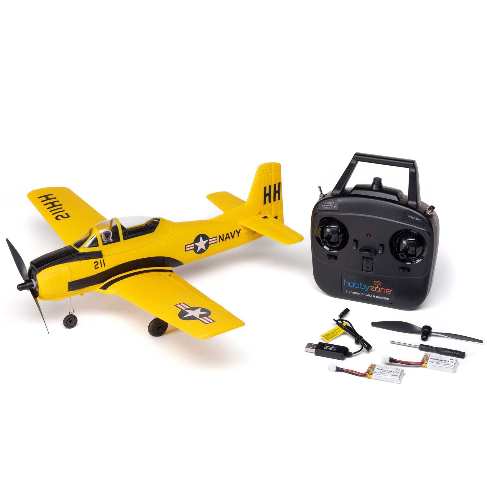HobbyZone T-28 Trojan 450mm RTF with SAFE (2 Flight Batteries Included)