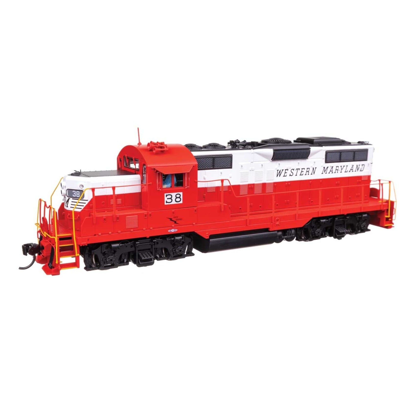 Walthers EMD GP9 Phase II - Standard DC -- Western Maryland #38 - Red/White/Black
