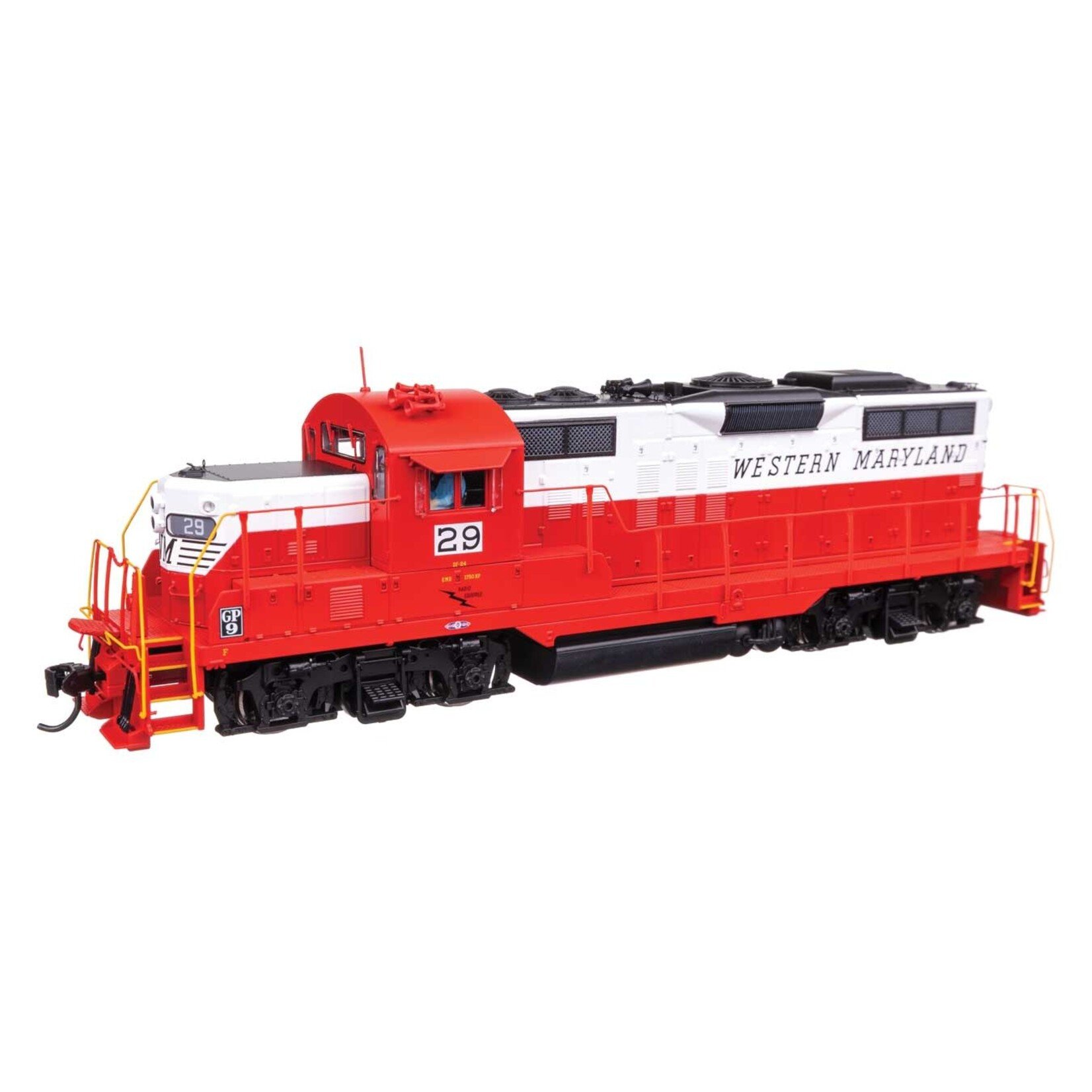 Walthers EMD GP9 Phase II - LokSound 5 Sound and DCC -- Western Maryland #29 - Red/White/Black