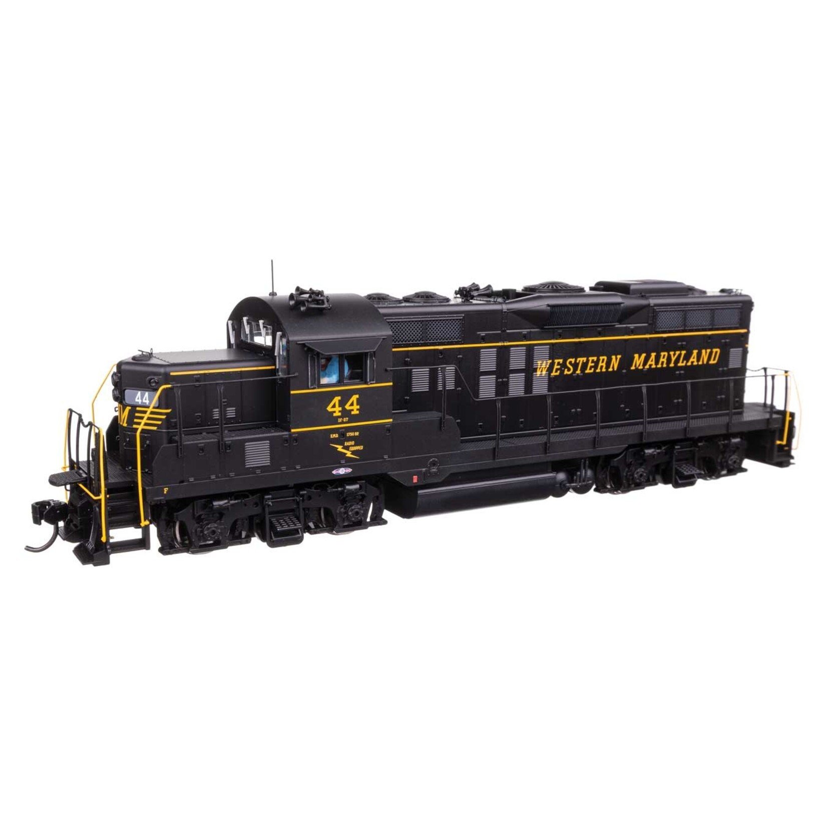 Walthers EMD GP9 Phase II - Standard DC -- Western Maryland #44 - Black - Speed Lettering