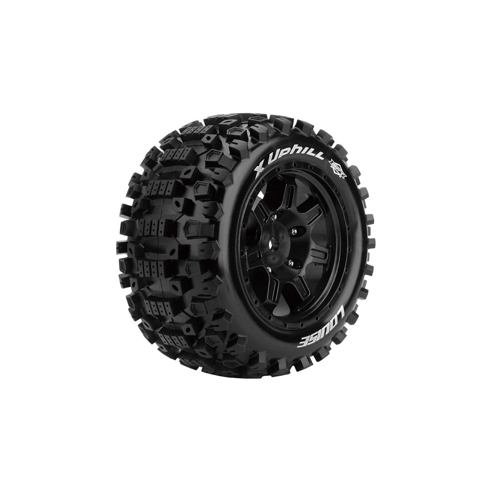 MFT X-Uphill Sport Monster Truck Tires, 24mm Hex, Mounted on Black Rim (2)