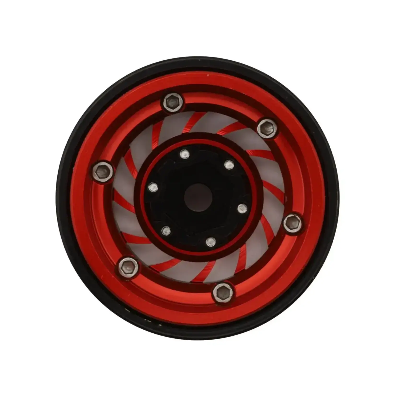 Treal Hobby Type L 1.0" Aluminum Cyclone Beadlock Wheels (Red) (4) (27.5g ea)