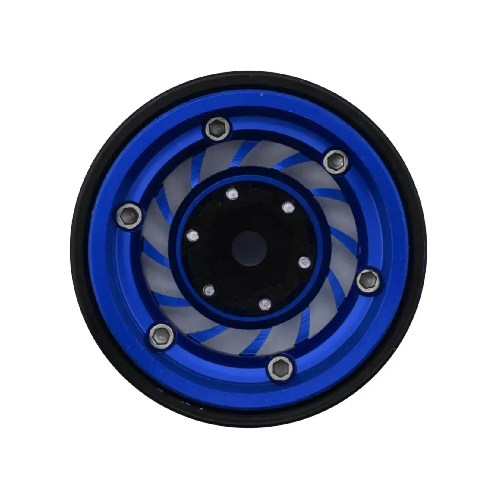 Treal Hobby Type L 1.0" Aluminum Cyclone Beadlock Wheels (Blue) (4) (27.5g ea)