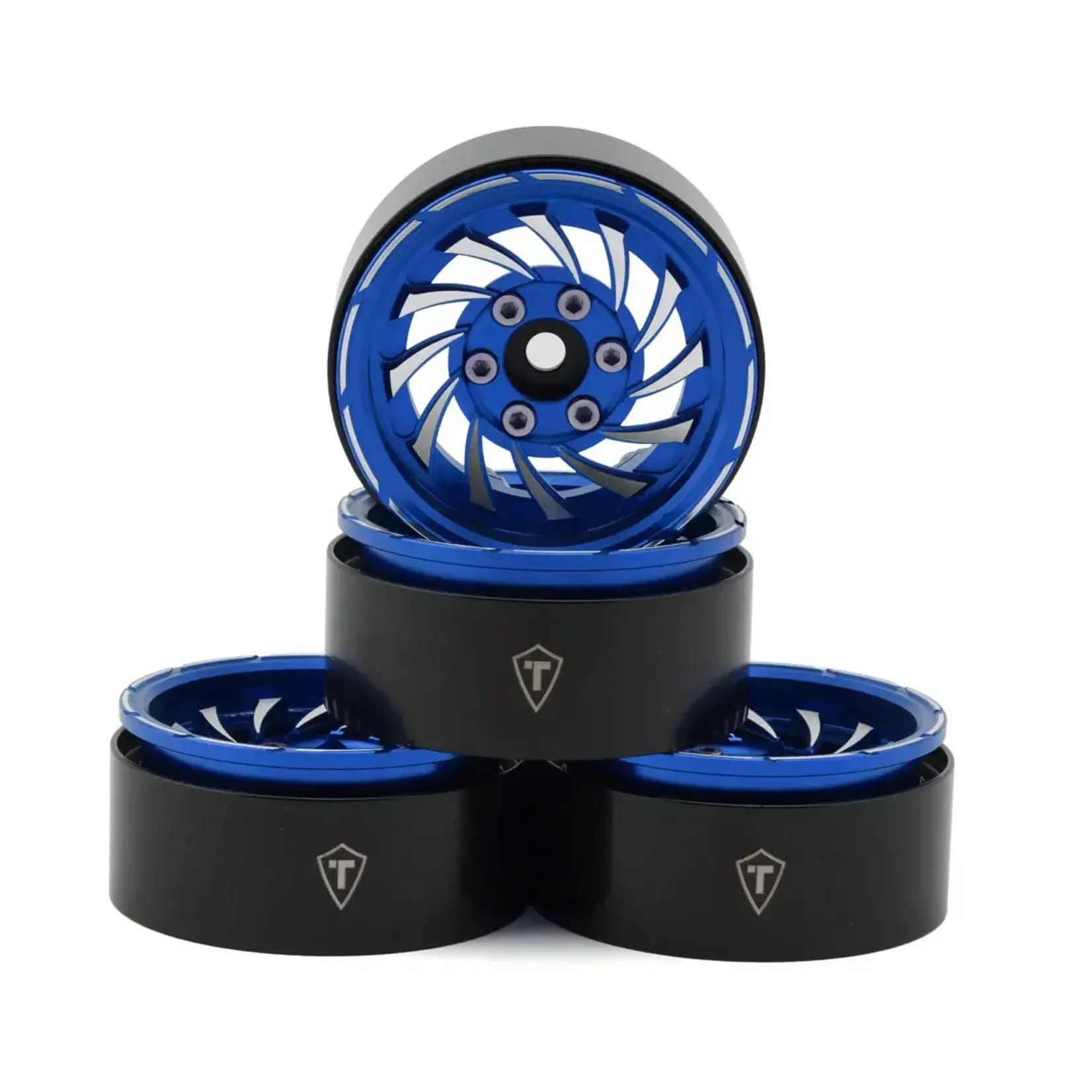 Treal Hobby Cyclone 1.9" Aluminum Beadlock Wheels (Blue) (4) (122.5g)