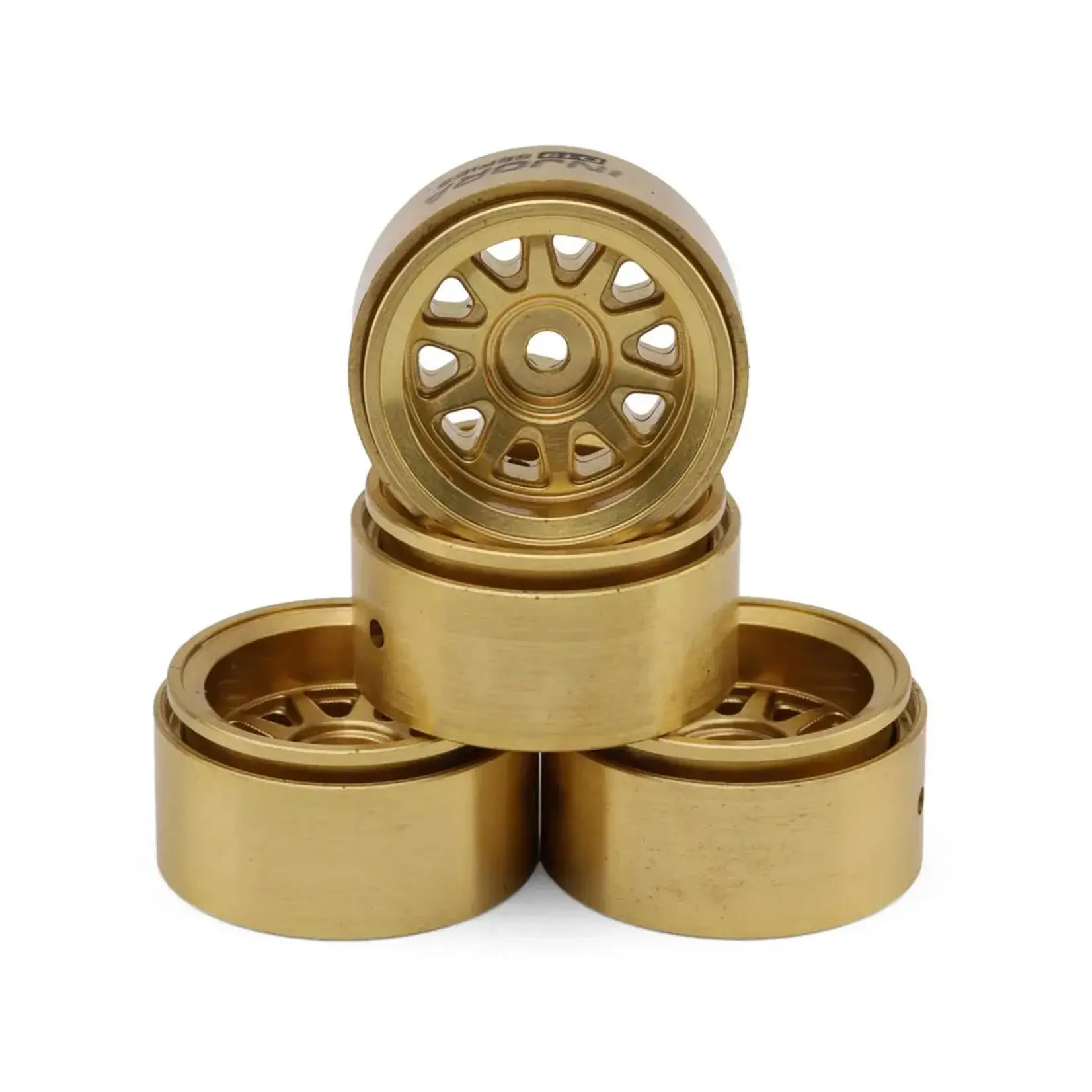 0.7" D19 Multi-Spoke Brass Micro Crawler Beadlock Wheels (Gold) (4) (15.1g ea)