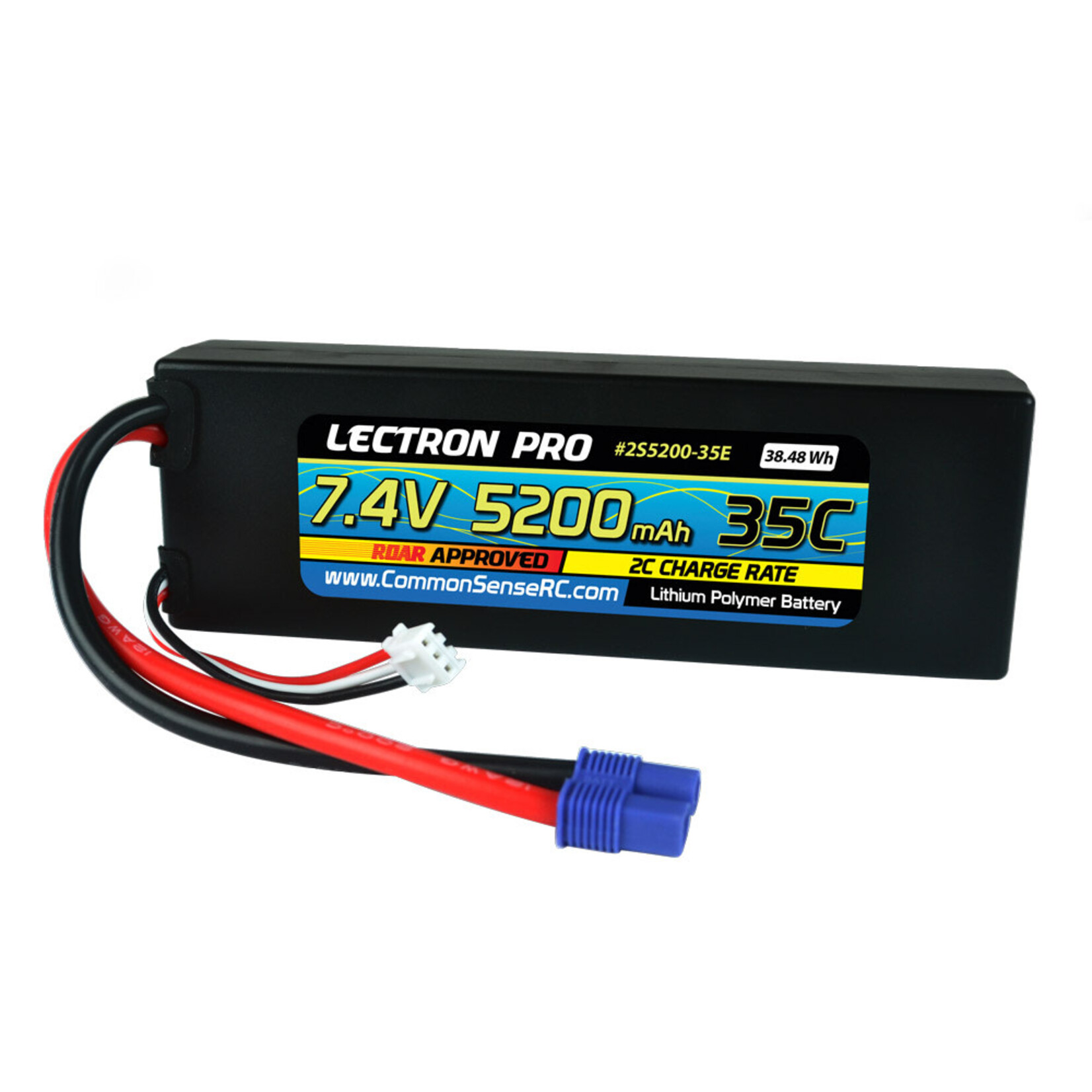 Common Sense RC 7.4V 5200 mAh 35C EC3 Lipo Battery