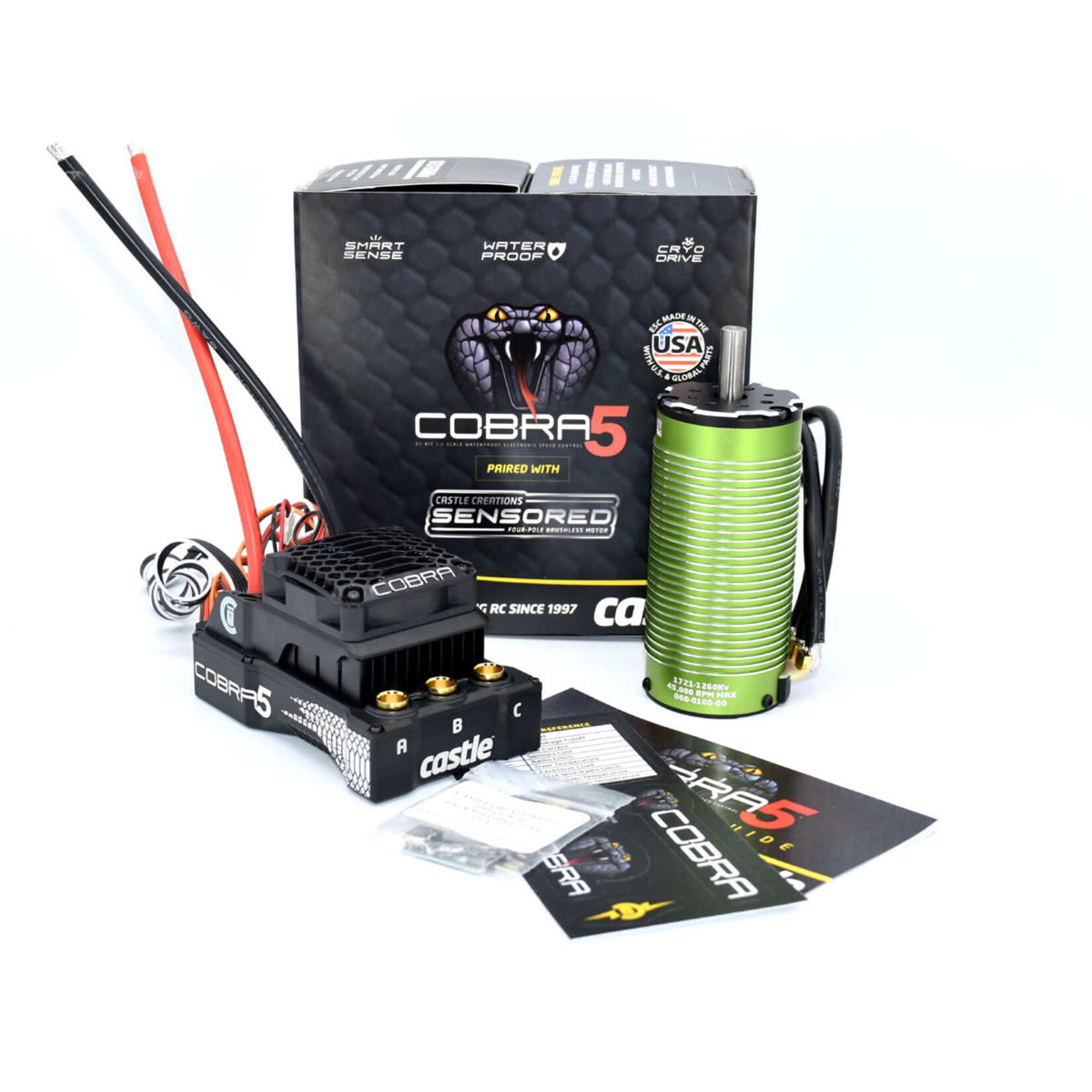 Castle Creations Cobra 5, 8S, 33.6V ESC, 20A PEAK BEC w/1721-1260KV