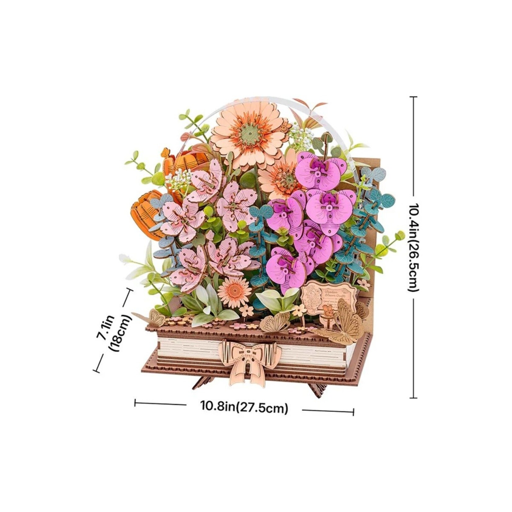 Robotime Wooden Blooming Book DIY Flower Bouquet 3D Puzzle