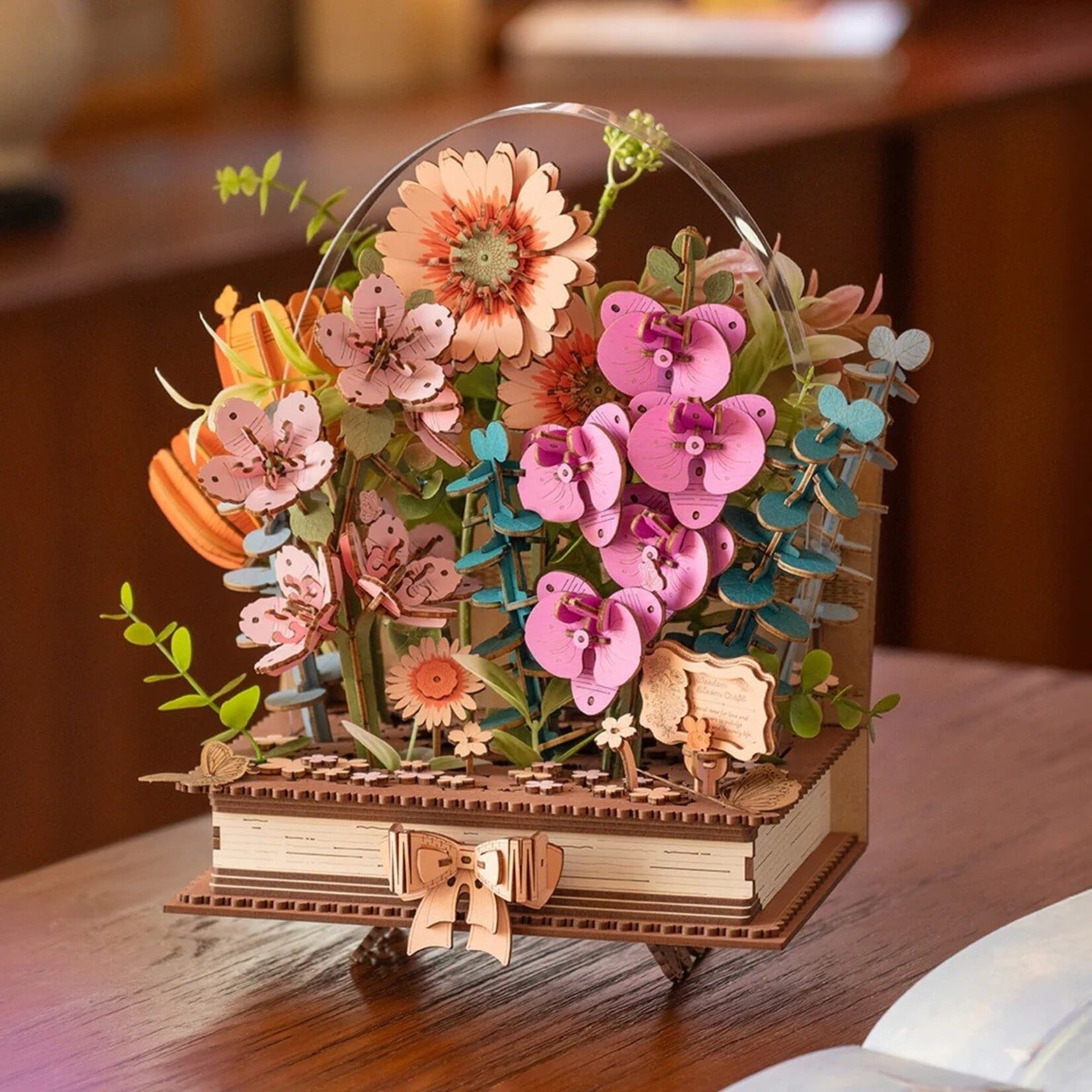 Robotime Wooden Blooming Book DIY Flower Bouquet 3D Puzzle