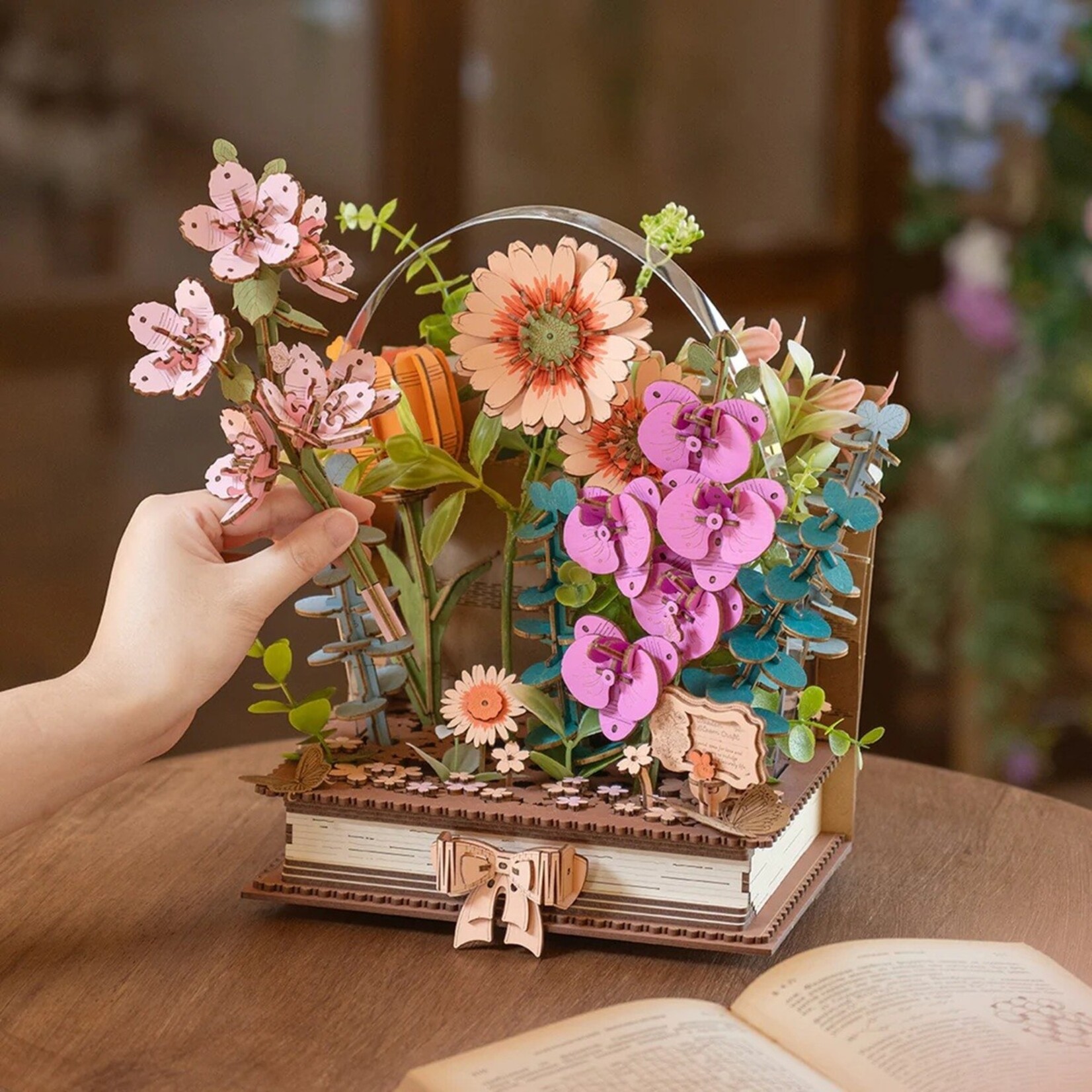 Robotime Wooden Blooming Book DIY Flower Bouquet 3D Puzzle